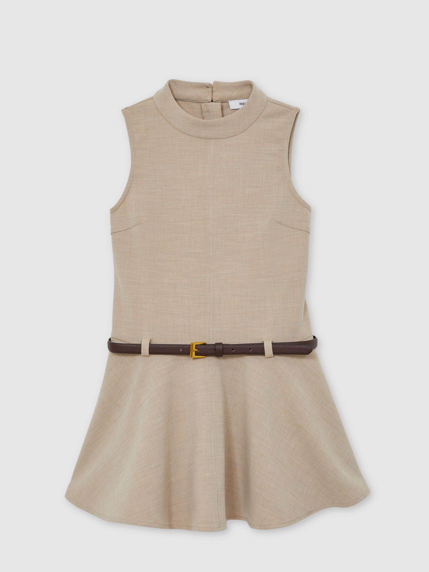 13-14 yrs Drop Waist Belted Sleeveless Dress in Neutral (W38484) | 400 QAR