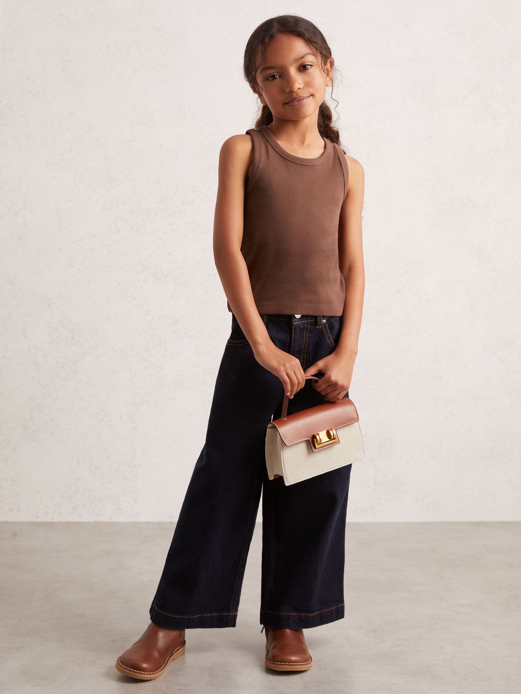3-9 yrs Stretch-Cotton Ribbed Vest in Chocolate (W40413) | €15