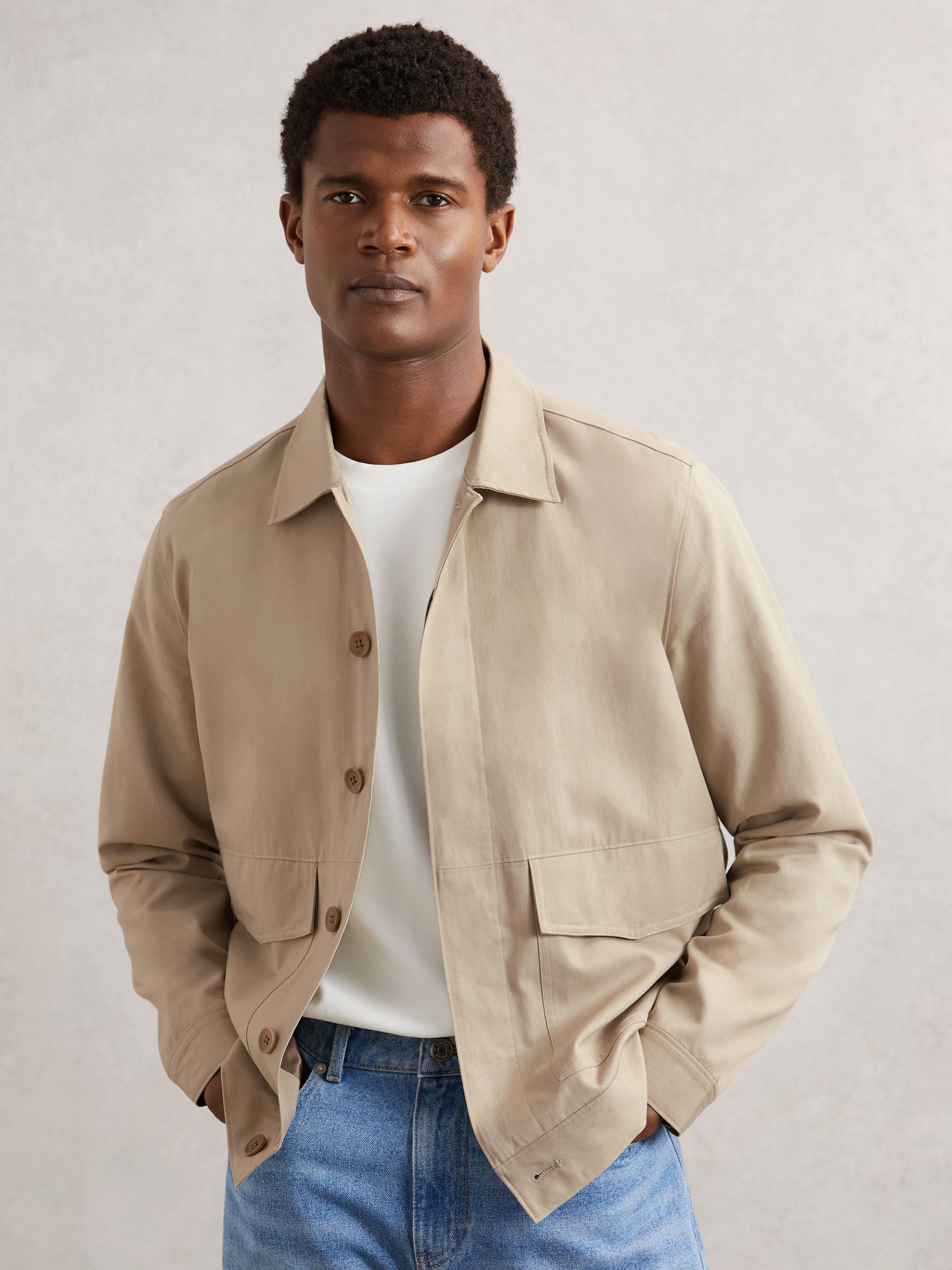 Paige Flap Pocket Worker Jacket in Beige (W40862) | SGD 735