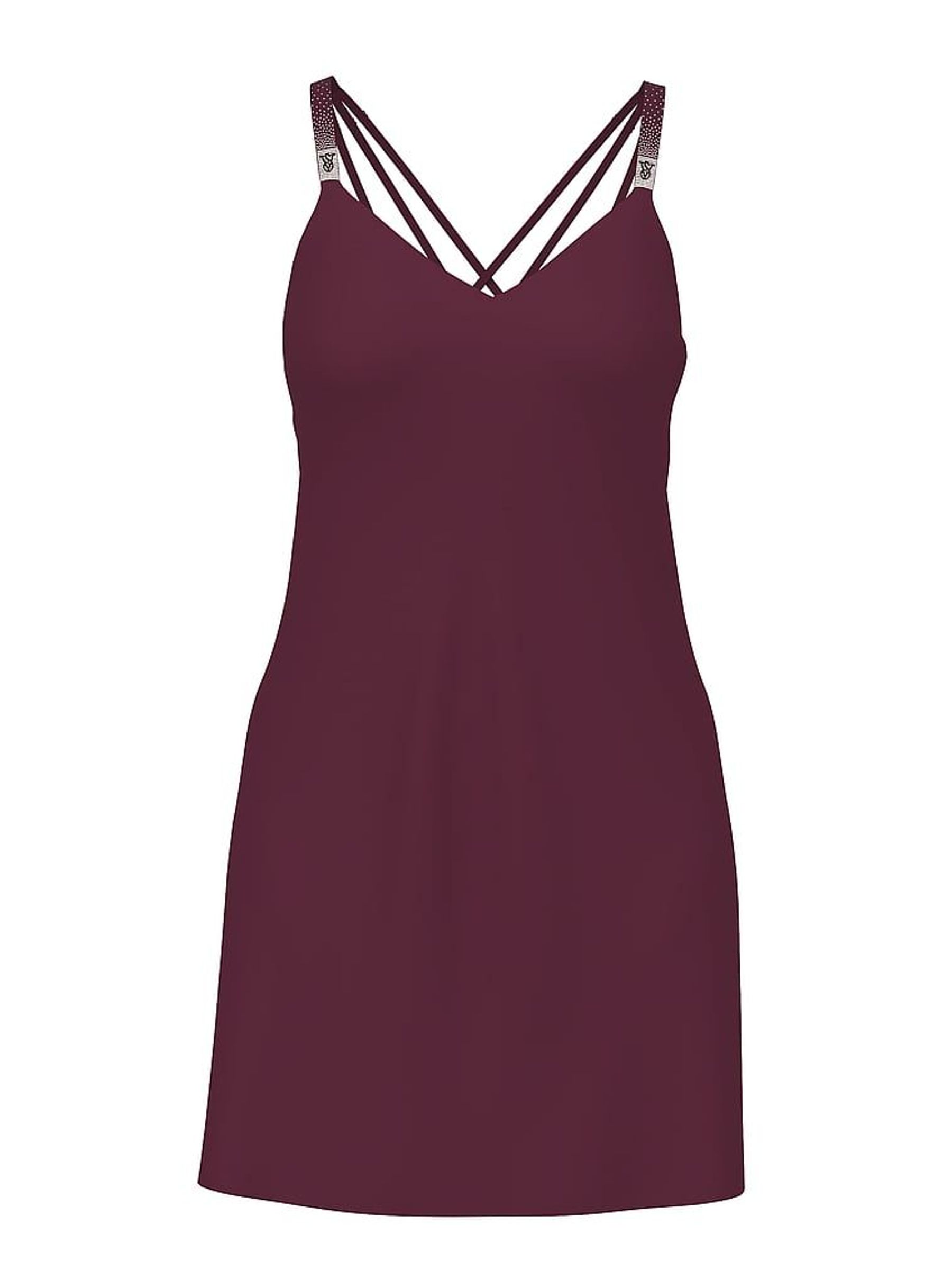 Winter Wine Red Scattered Shine Satin Strappy Back Slip (W41179) | €87