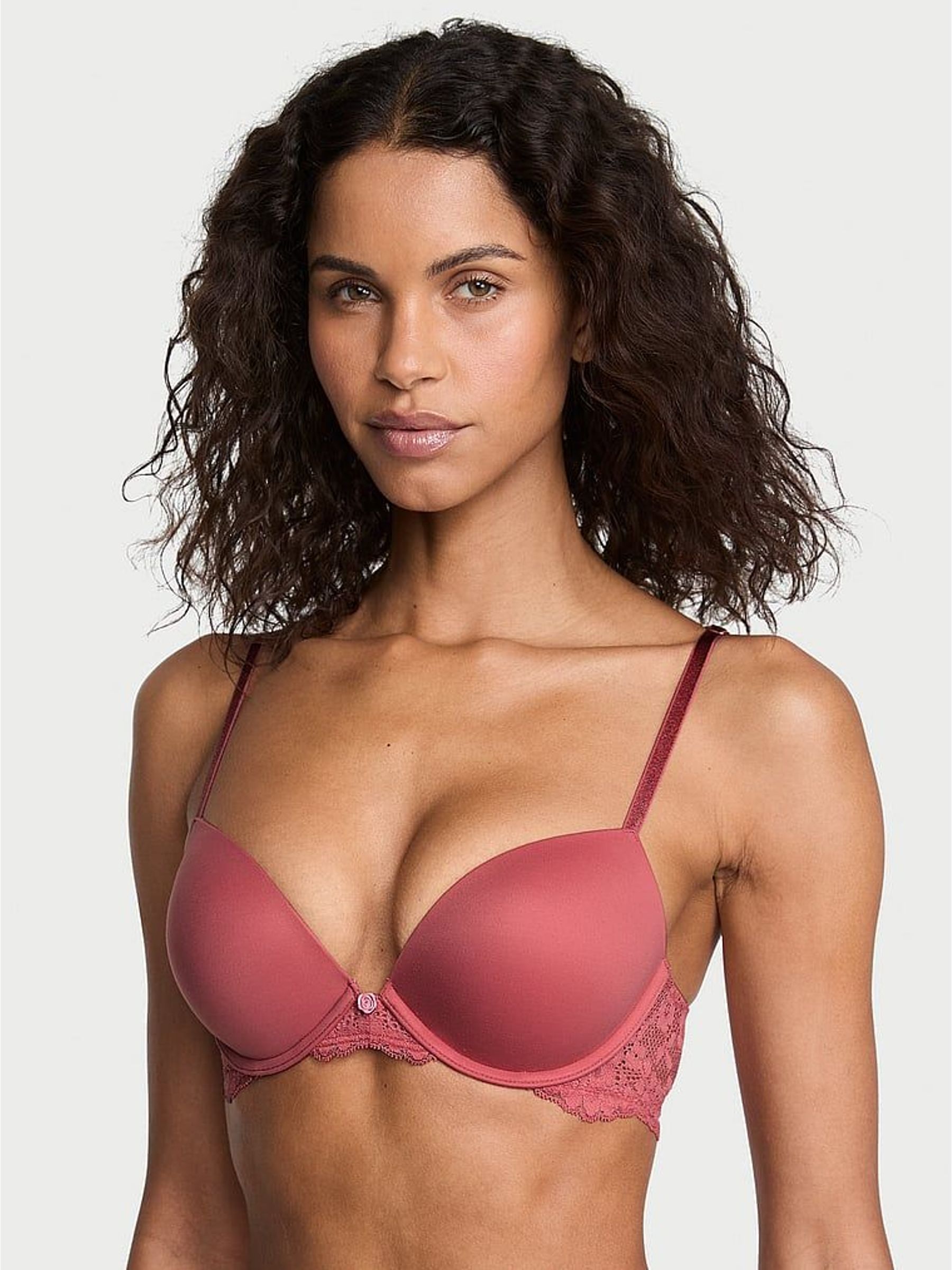 Seductive Rose Pink Lace Trim Push Up Bra (W41196) | €58