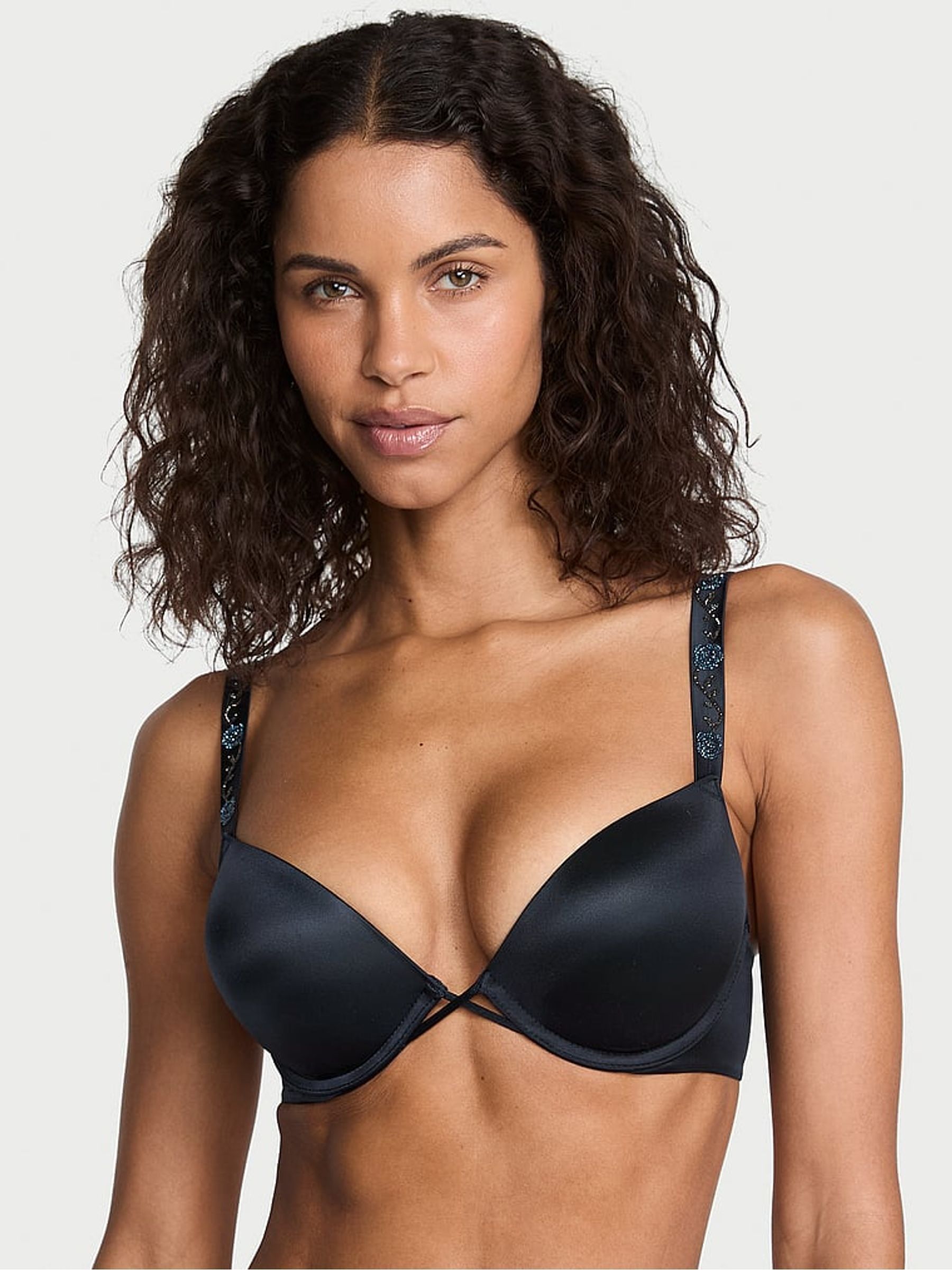 Dark Twilight Blue Add 2 Cups Push Up Bombshell Orchid Shine Strap Bra (W41544) | €75