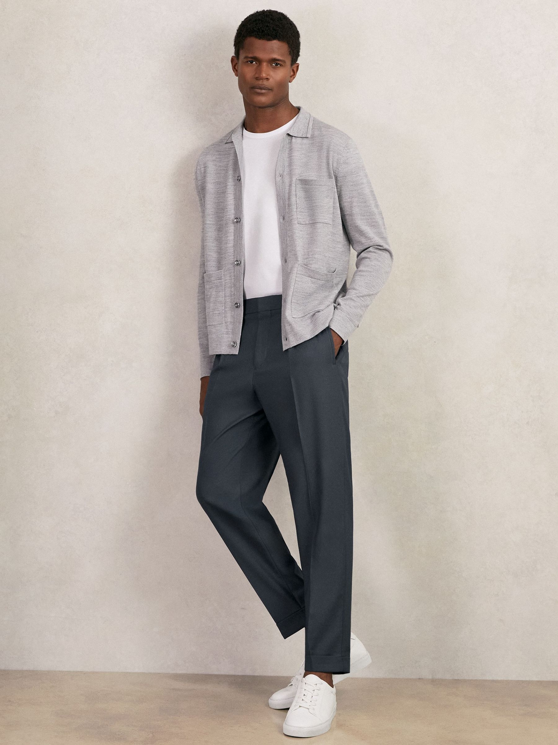 Relaxed-Fit Pleated Tapered Trousers in Steel Blue (W43523) | €195