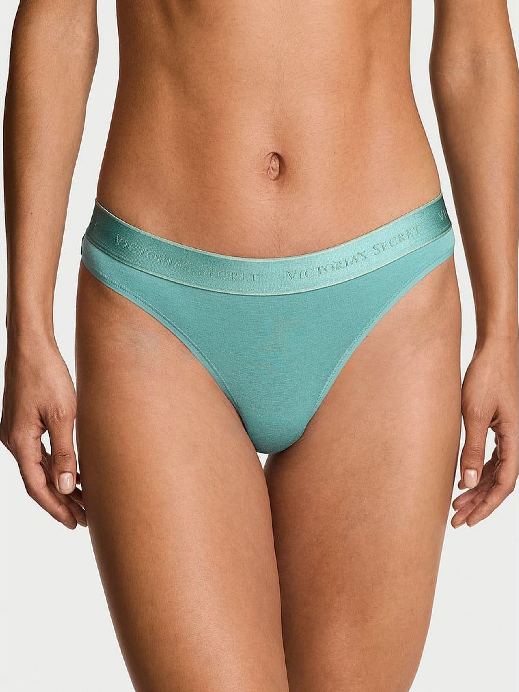 Dusty Turquoise Blue Thong Logo Knickers (W45544) | €11.50