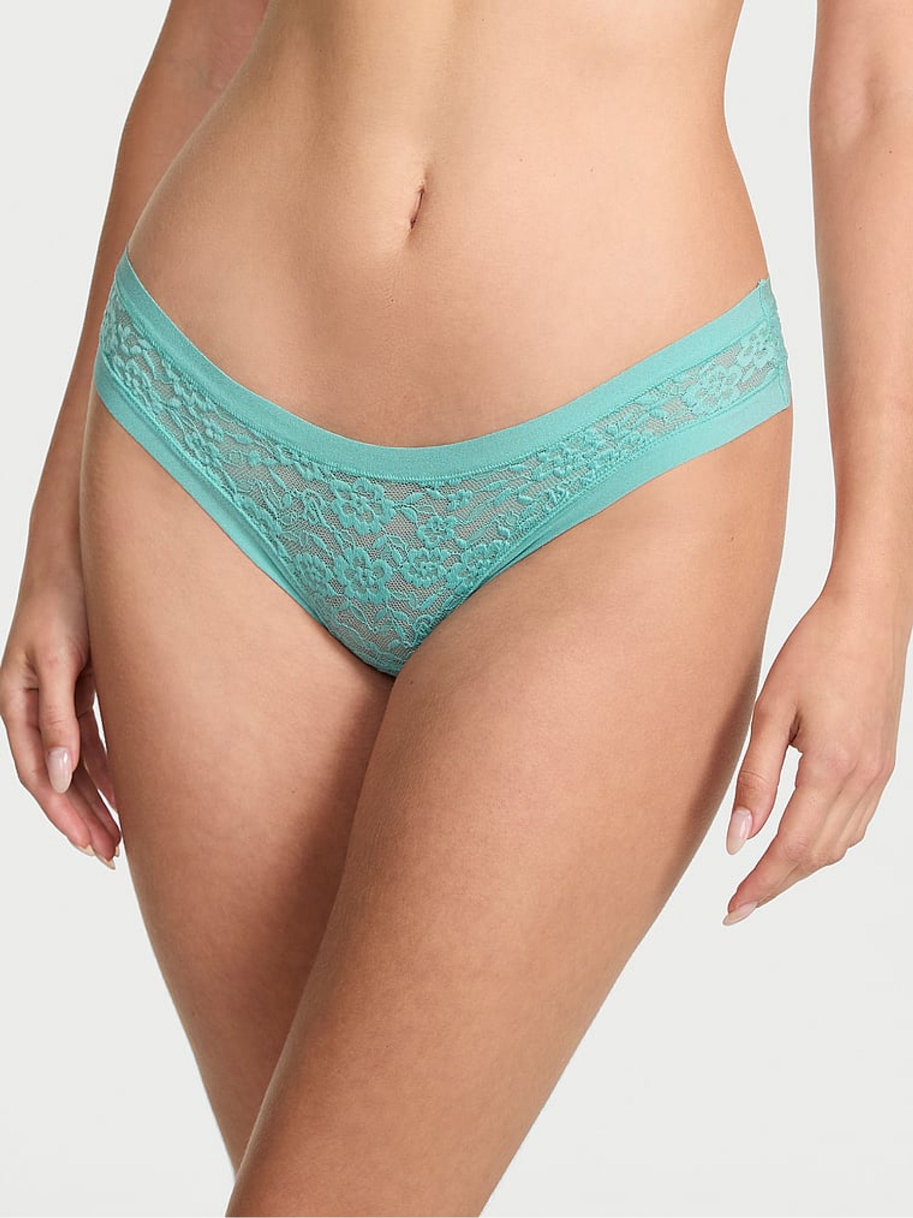 Dusty Turquoise Blue Thong Lace Knickers (W45598) | €11.50