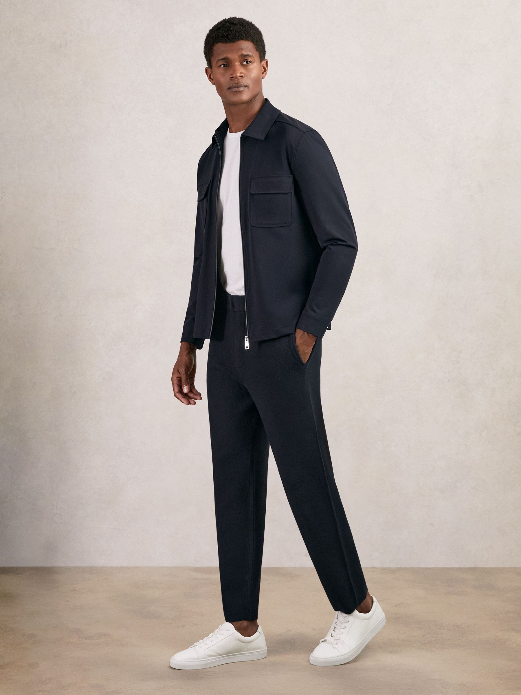 Tapered Fit Knitted Trousers in Navy (W46445) | 820 QAR