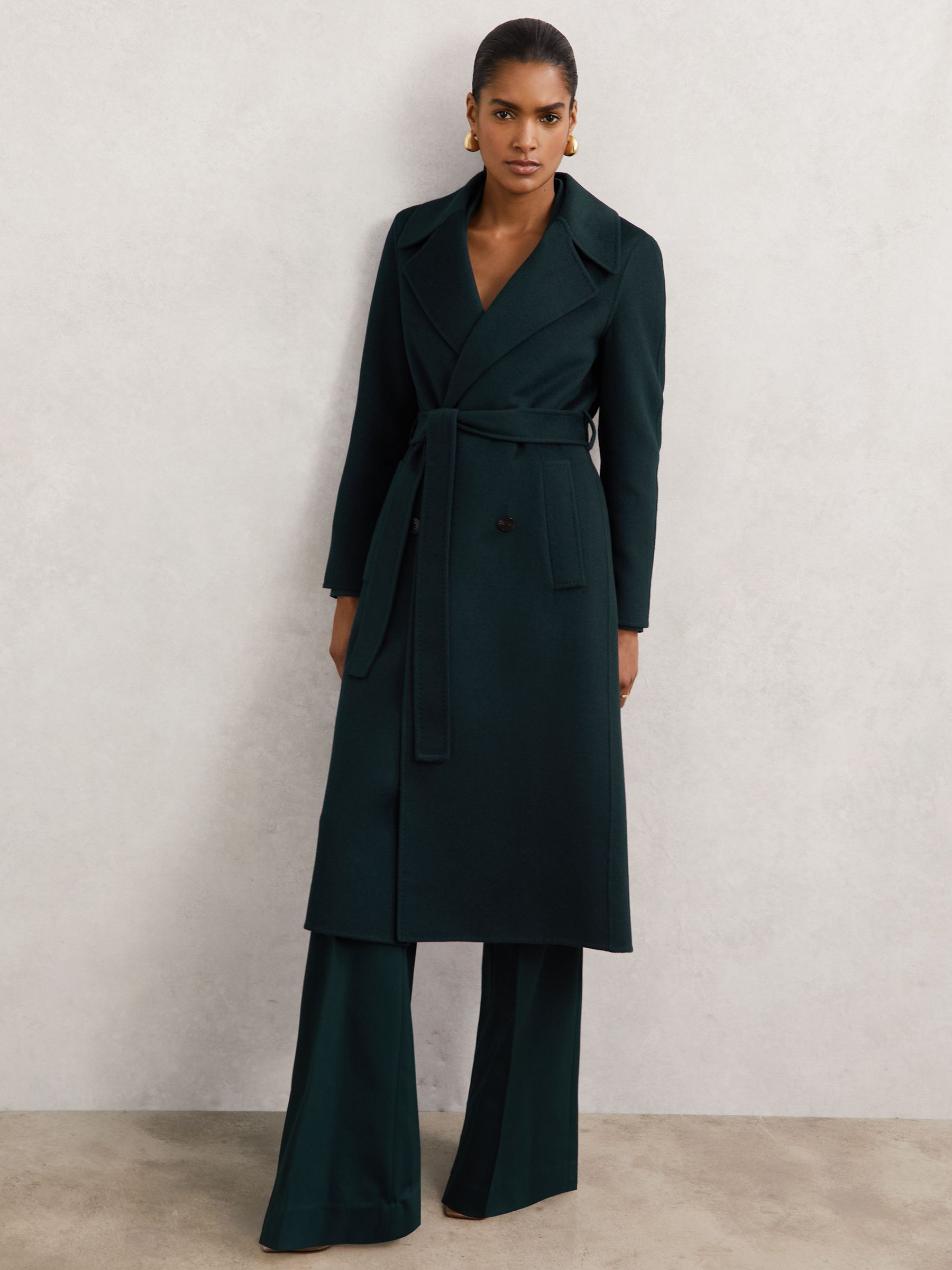 Petite Double-Breasted Blindseam Coat Wool-Blend in Green (W46460) | CA$665