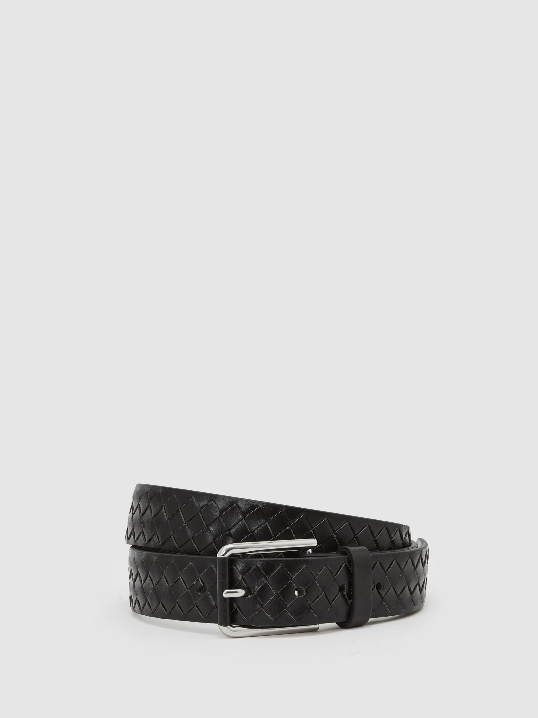 Leather Woven Belt in Black (W48878) | $95