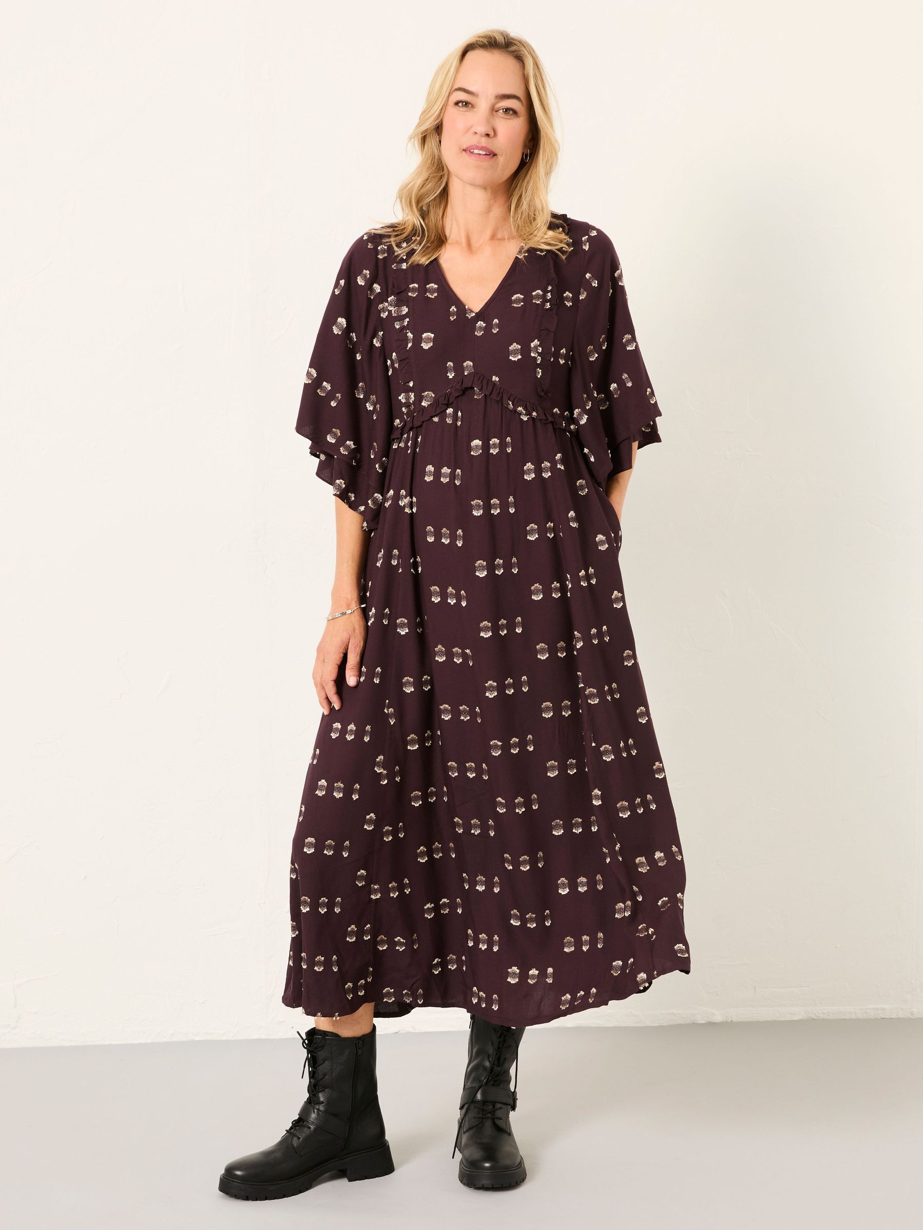 Kim Dark Purple Petite Metallic Midi Dress (W48895) | $138