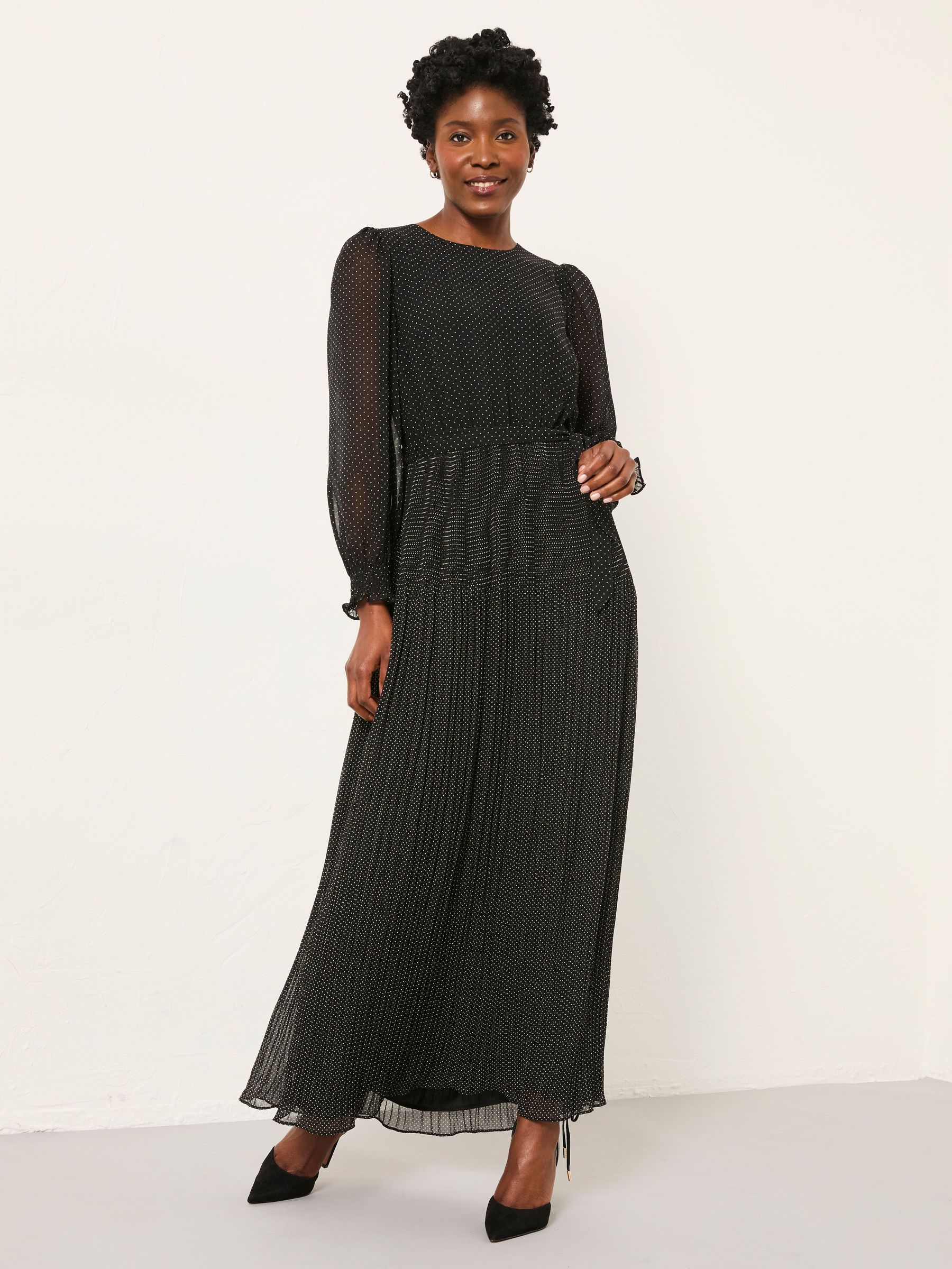 Darcy Black Pin Spot Petite Darcy Midi Dress (W48901) | $138
