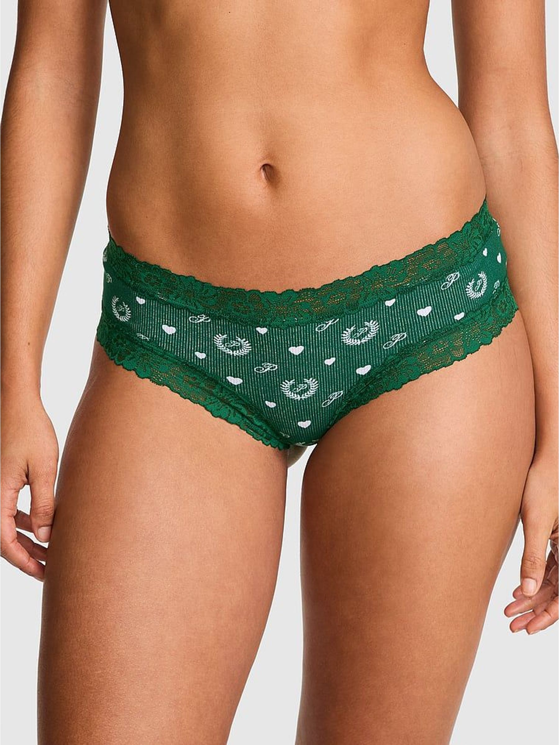 Jaguar Green Cheeky Lace Trim Rib Knickers (W49907) | €11.50