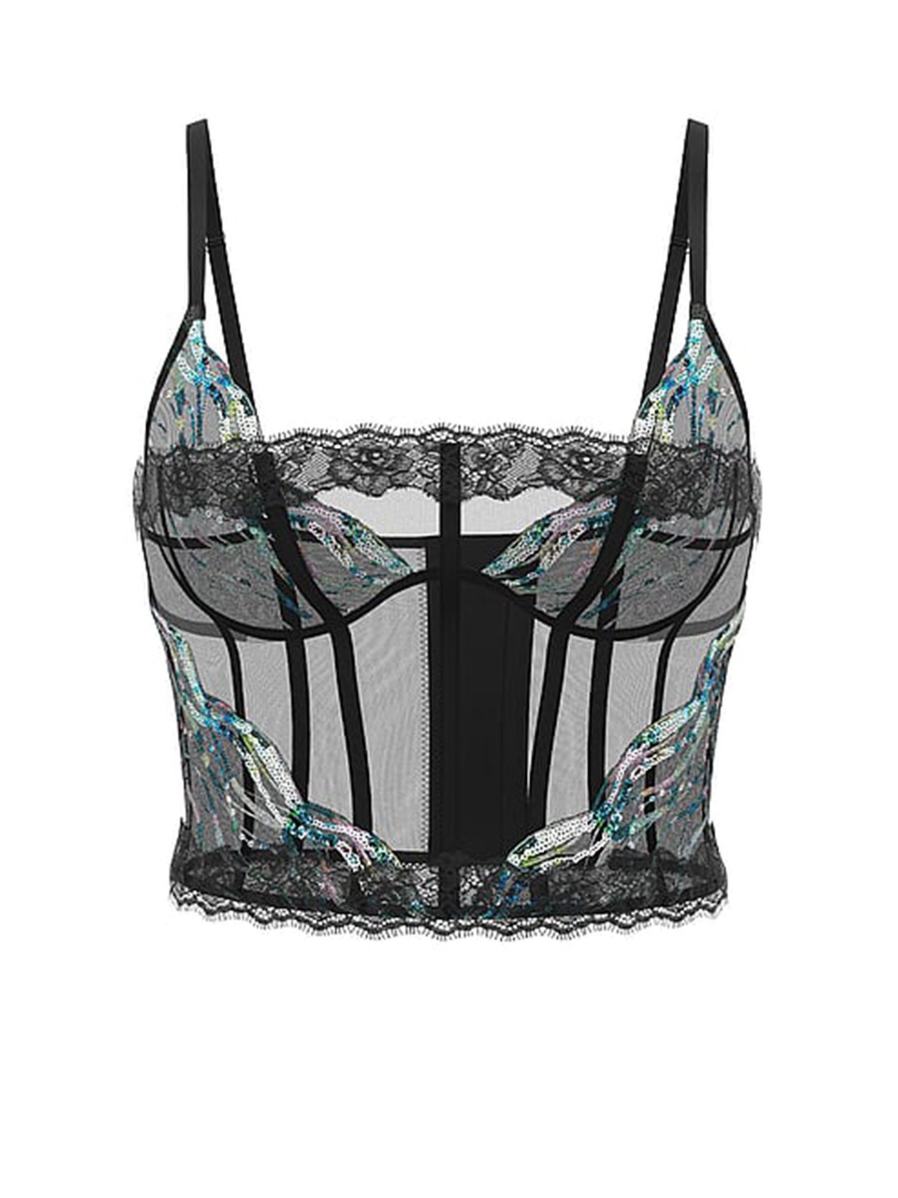 Siren Black Sequin Embroidery Corset (W49924) | €83