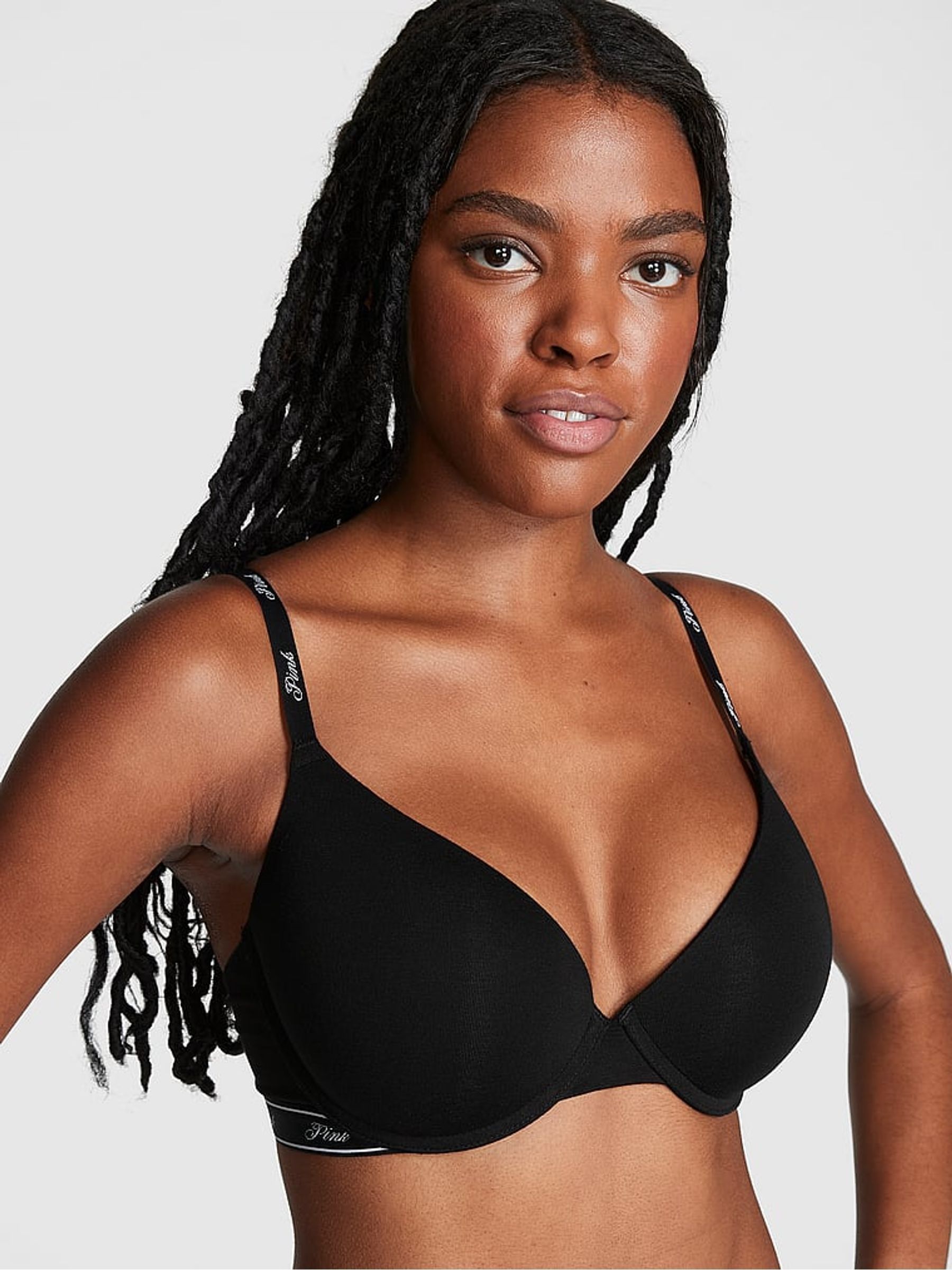 Pure Black Push Up Cotton Blend Logo Bra (W49945) | €36