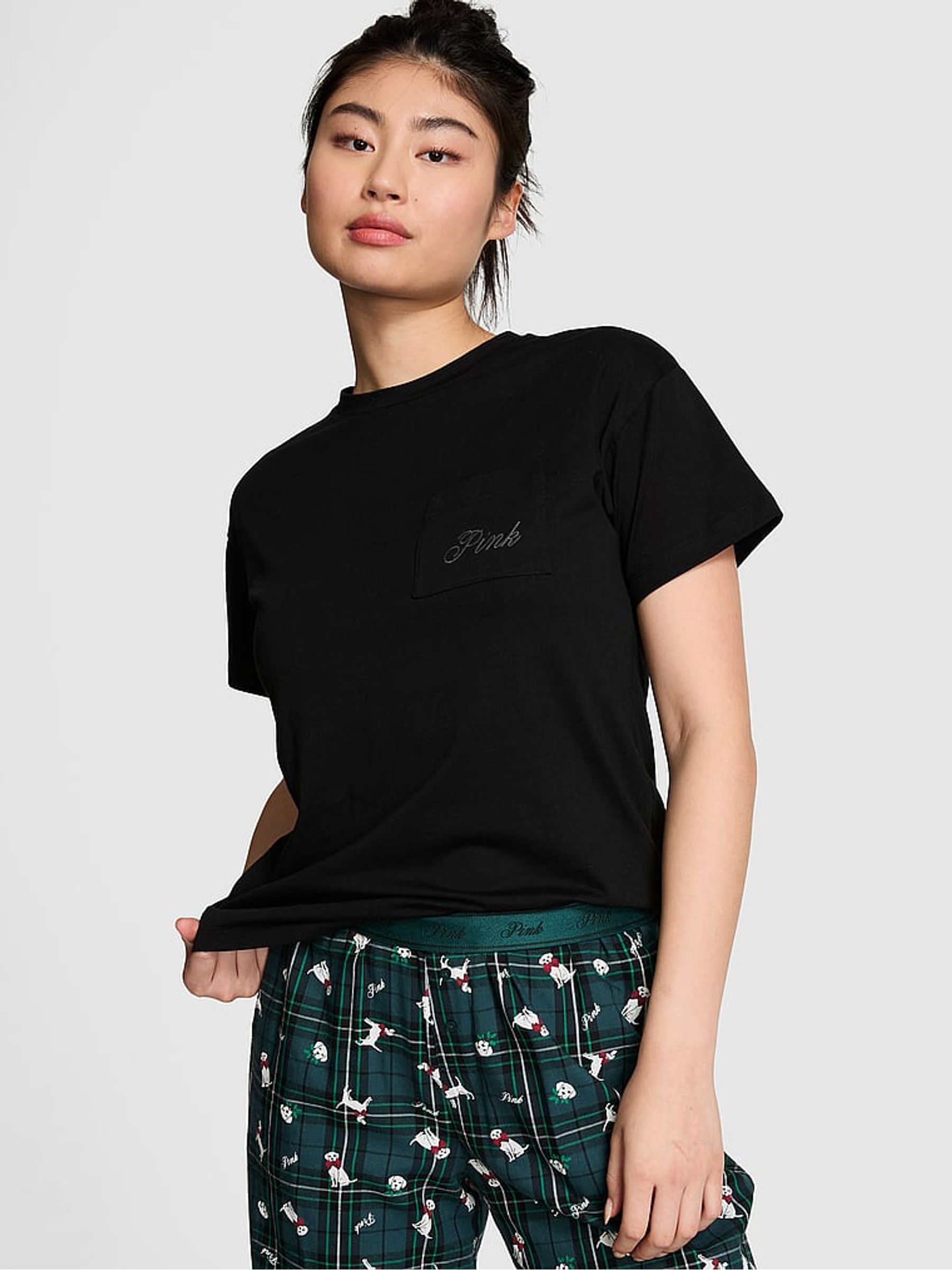 Black Cotton Pyjama T-Shirt (W50012) | €24