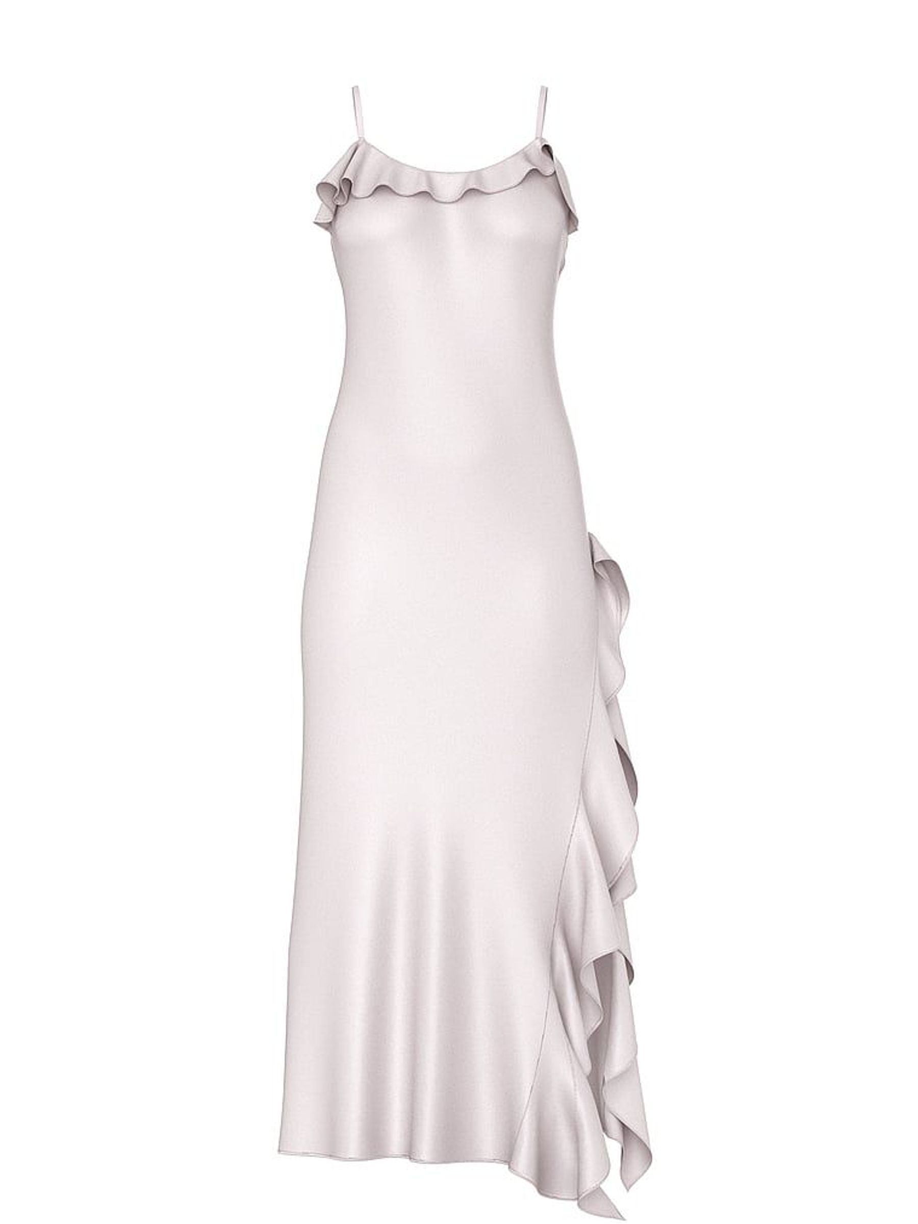 Grey Lilac Ruffled Maxi Slip Dress (W50270) | €95