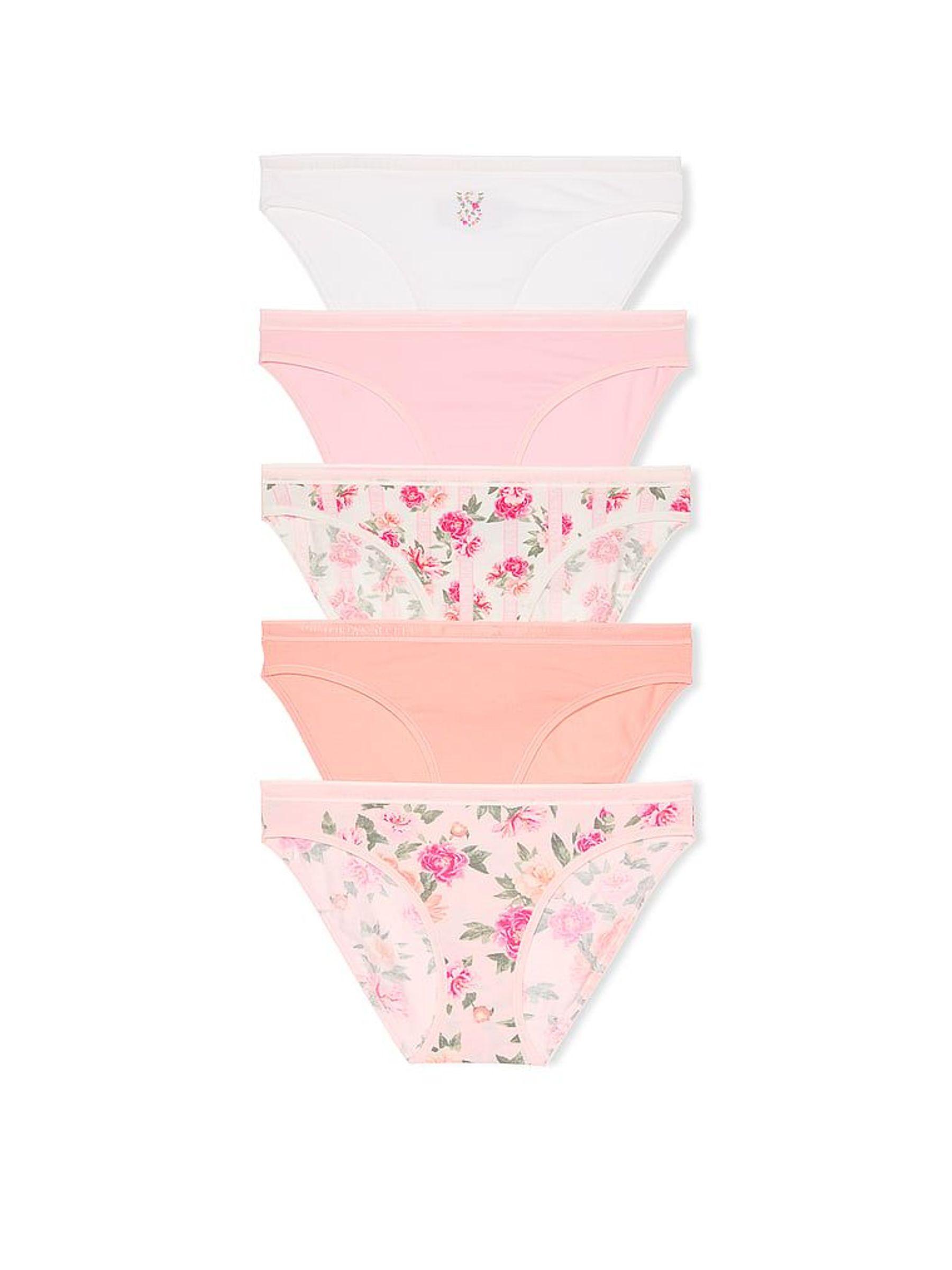 White/Pink/Orange Bikini Logo 5 Pack Knickers (W50479) | €35