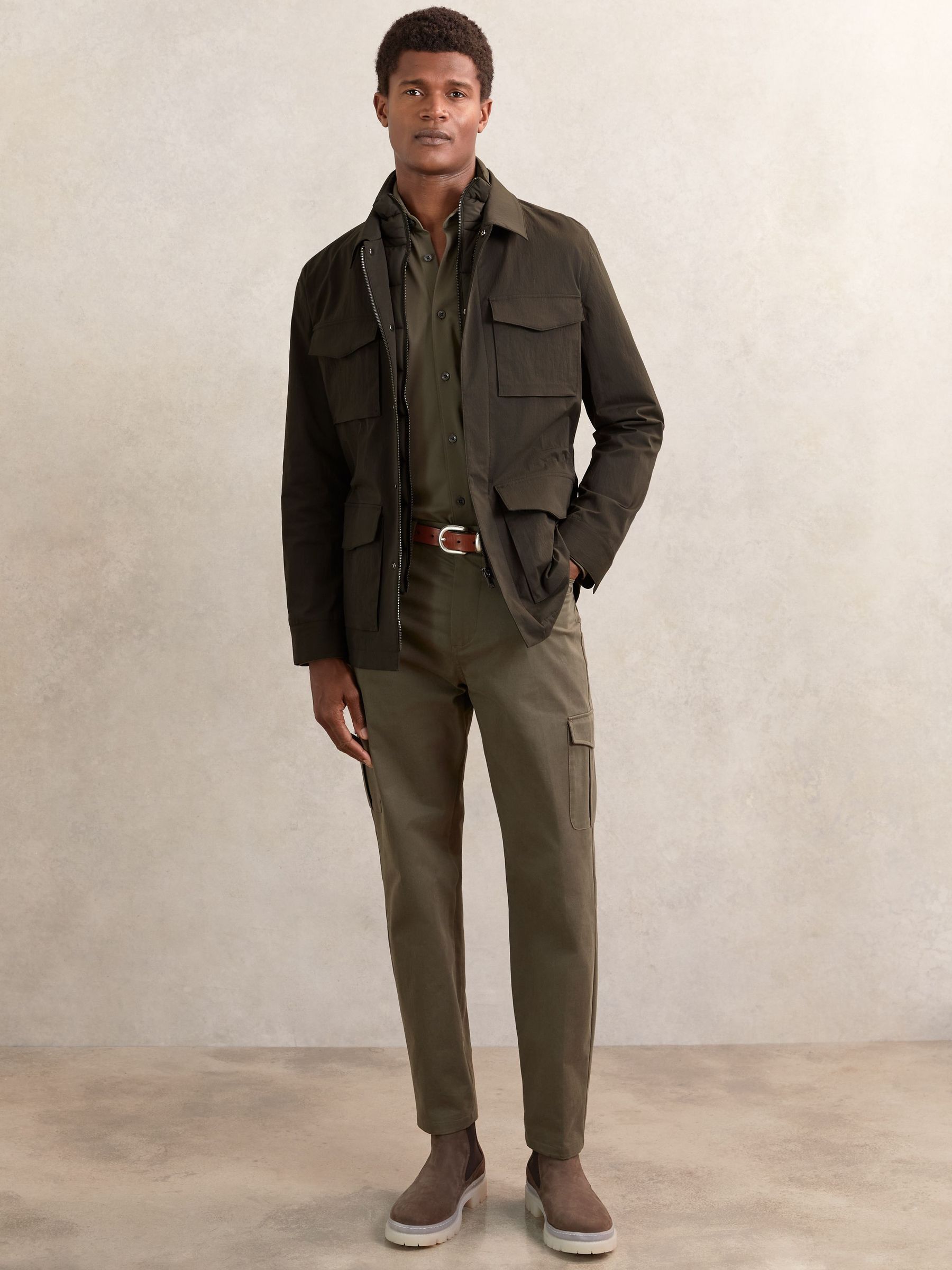 Removable-Gilet Safari Jacket in Green (W51465) | 1,895 QAR
