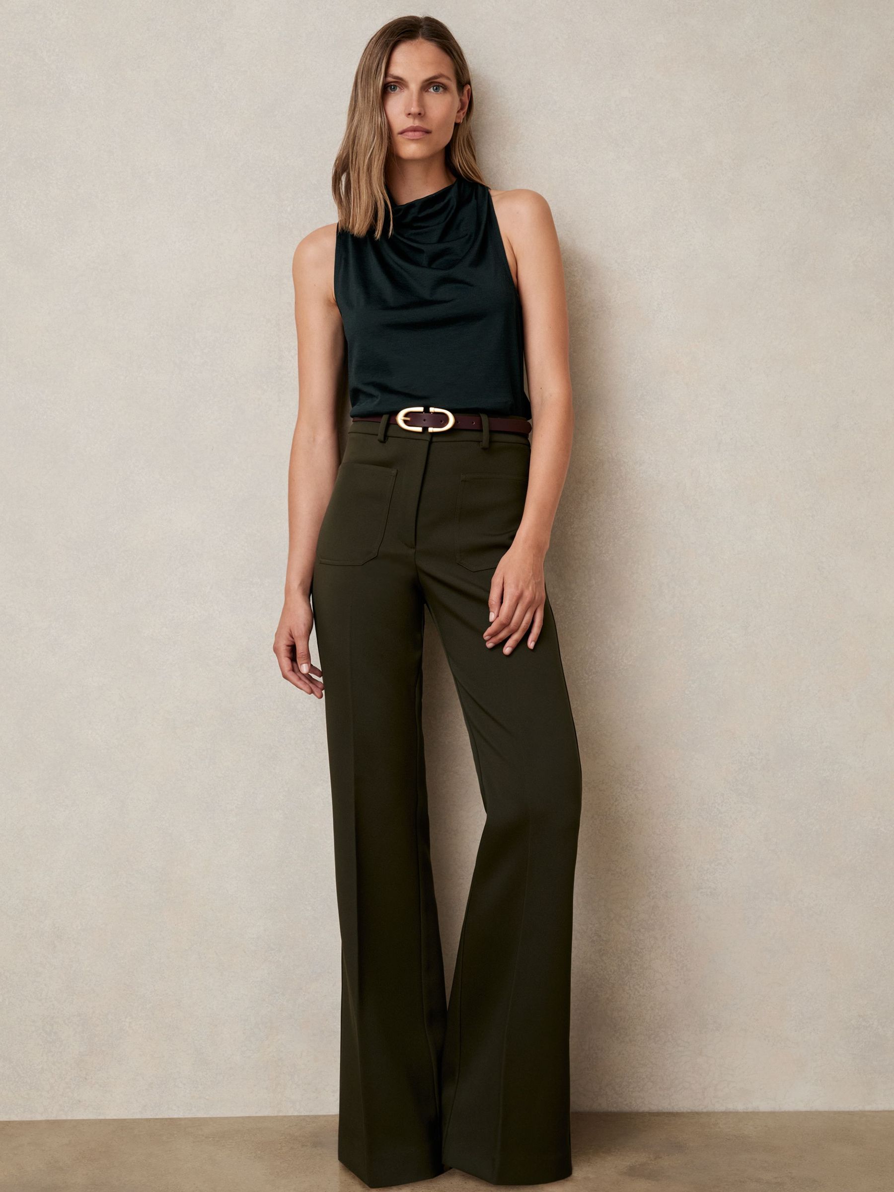 Cotton Blend Cowl Neck Sleeveless Top in Green (W51496) | CHF 100