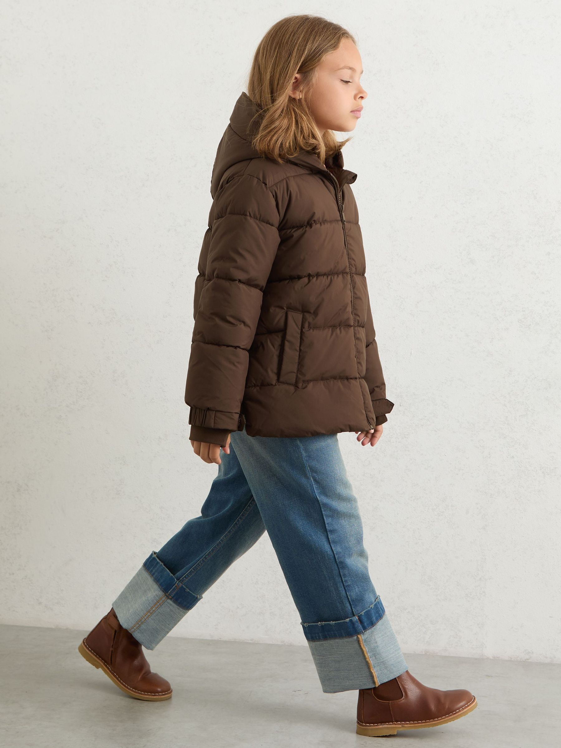 3-9 yrs Short Hooded Puffer Coat in Chocolate (W51511) | $155