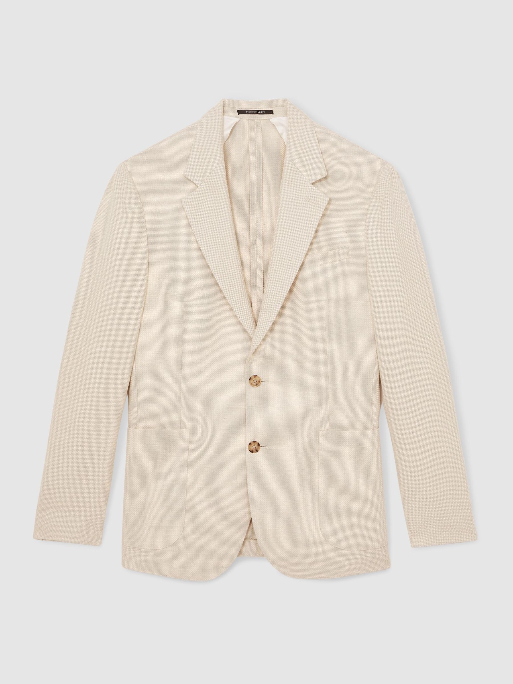 Slim Fit Single Breasted Textured Blazer with Cotton in Stone (W51624) | €425