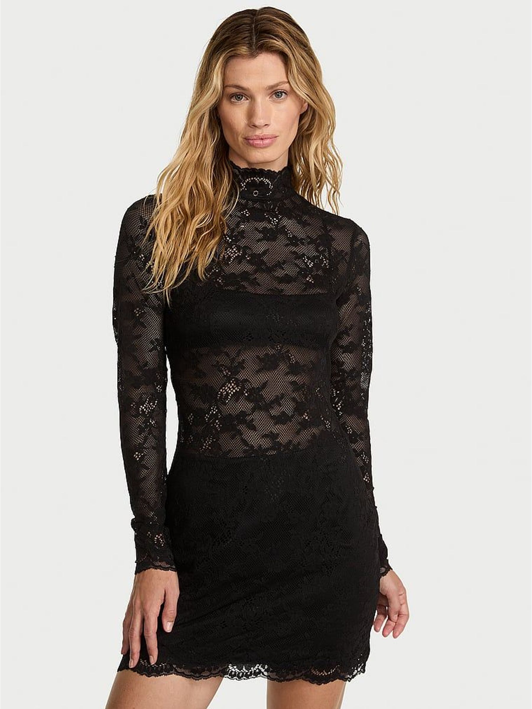 Black Lace Mini Dress Set (W52737) | €138