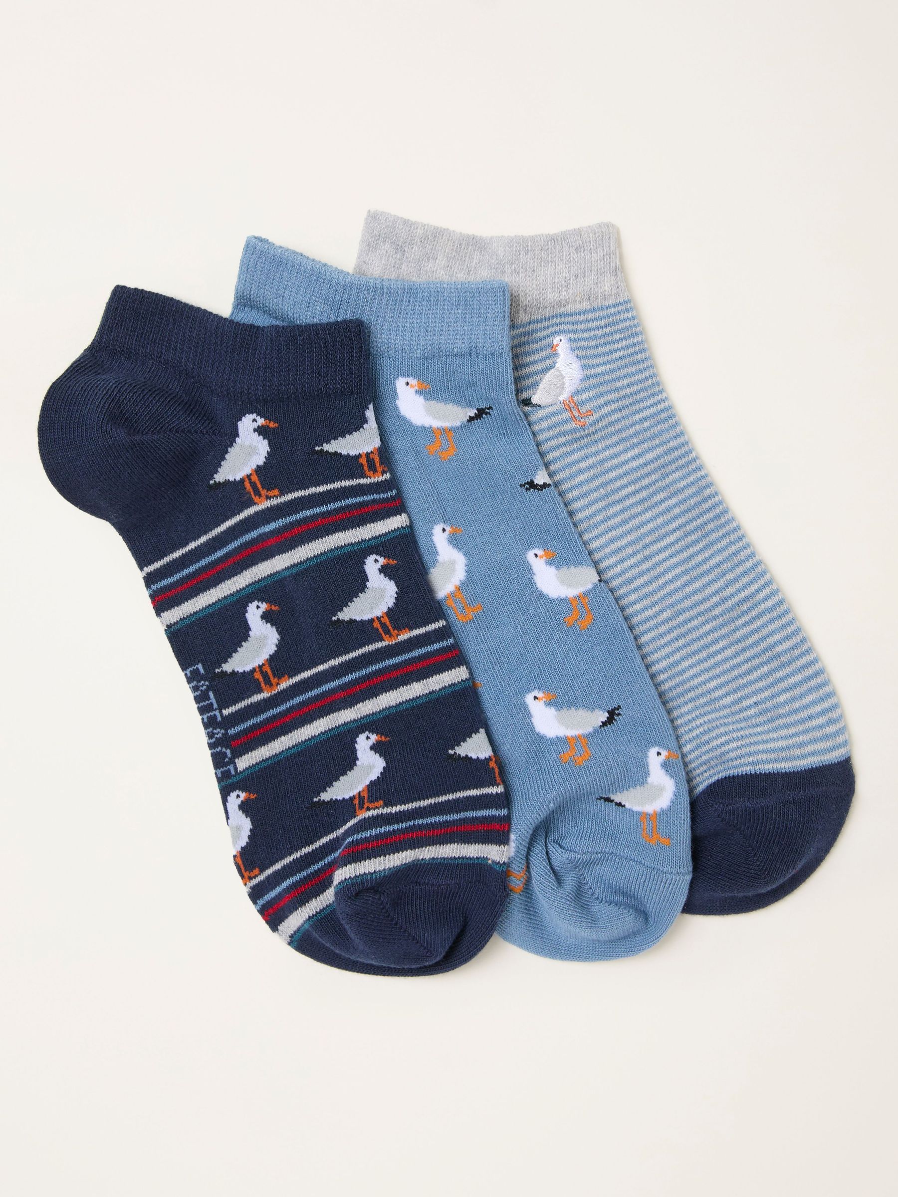 Blue 3 Pairs of Seagull Trainer Socks (W53502) | $23