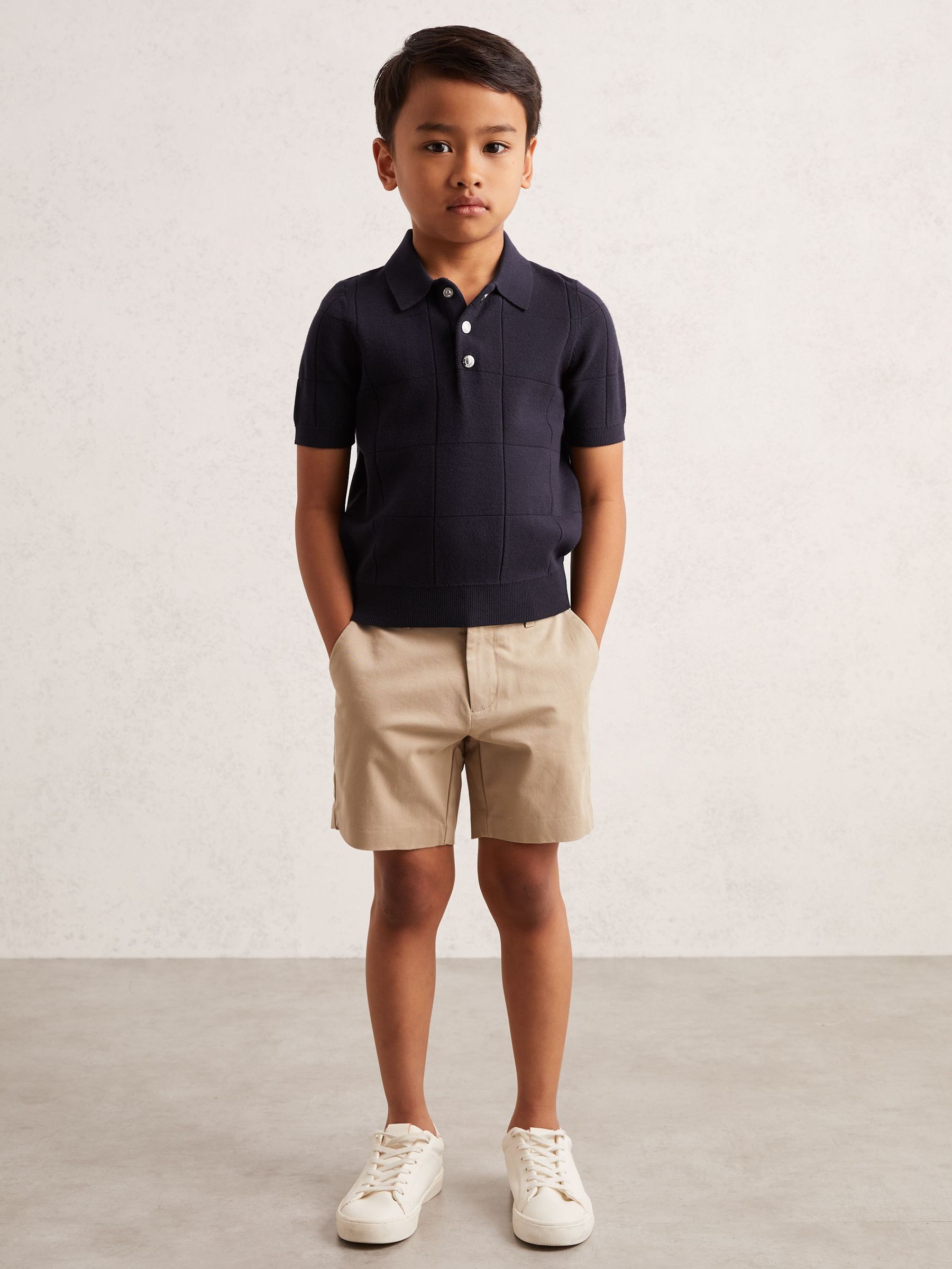 3-9 yrs Stitch-Detail Press-Stud Polo Shirt in Navy Blue (W53921) | €50