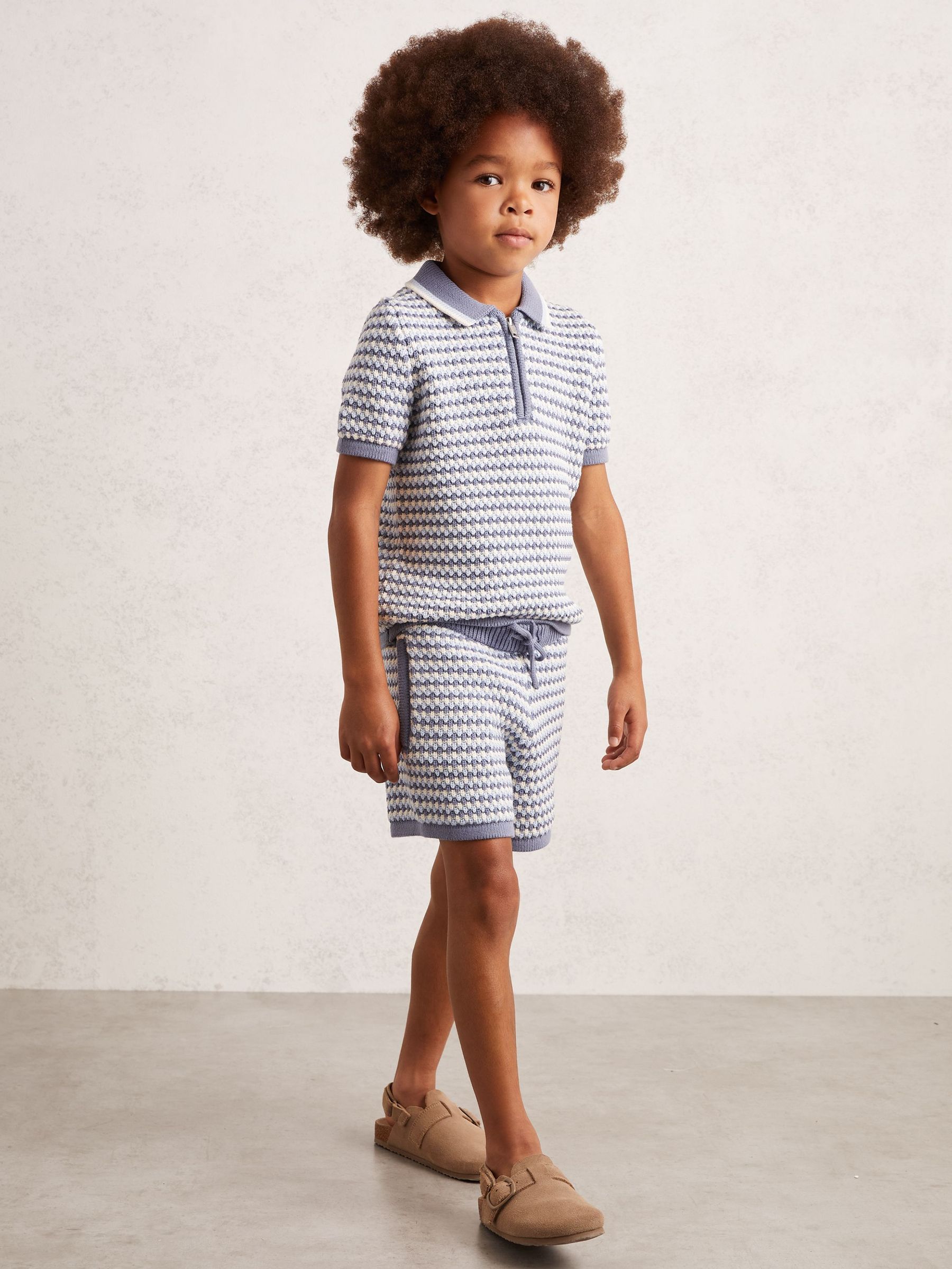 3-9 yrs Cotton-Blend Knitted Stripe Shorts in Blue/White (W53925) | €55