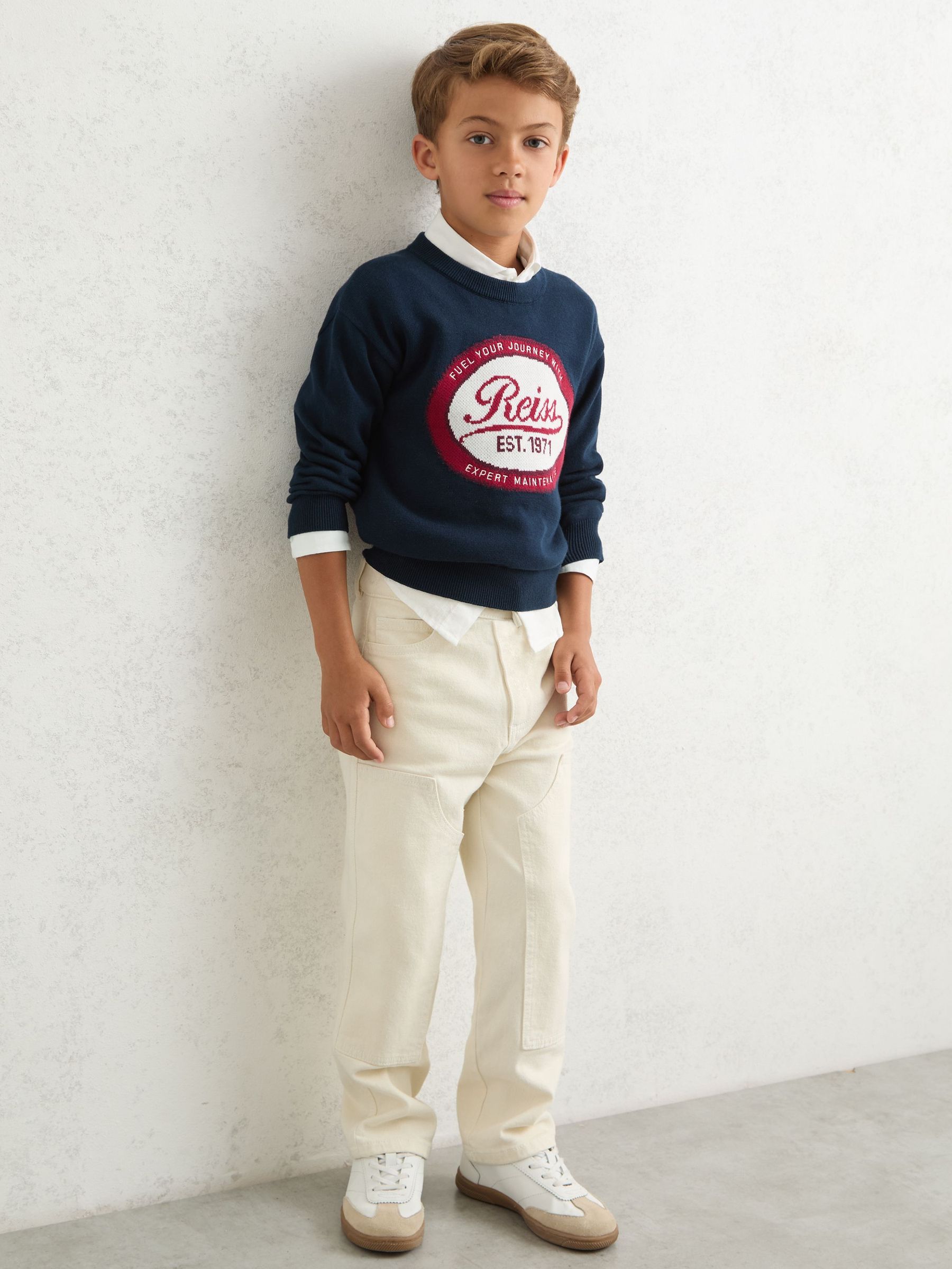 3-9 yrs Cotton Motor Cars Logo Jumper in Navy (W53931) | 210 QAR