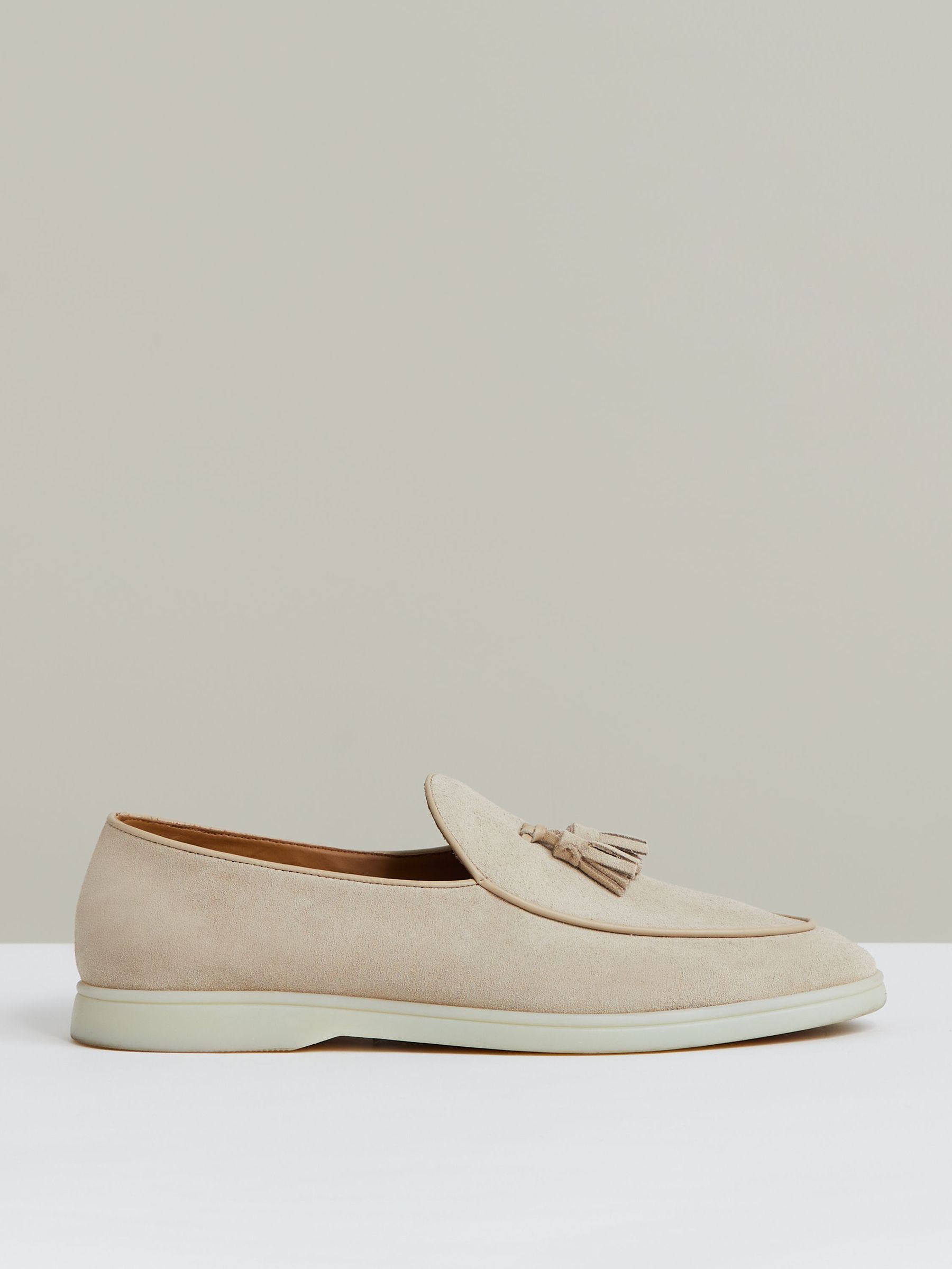 Suede Tassel Loafers in Light Stone (W54923) | €245