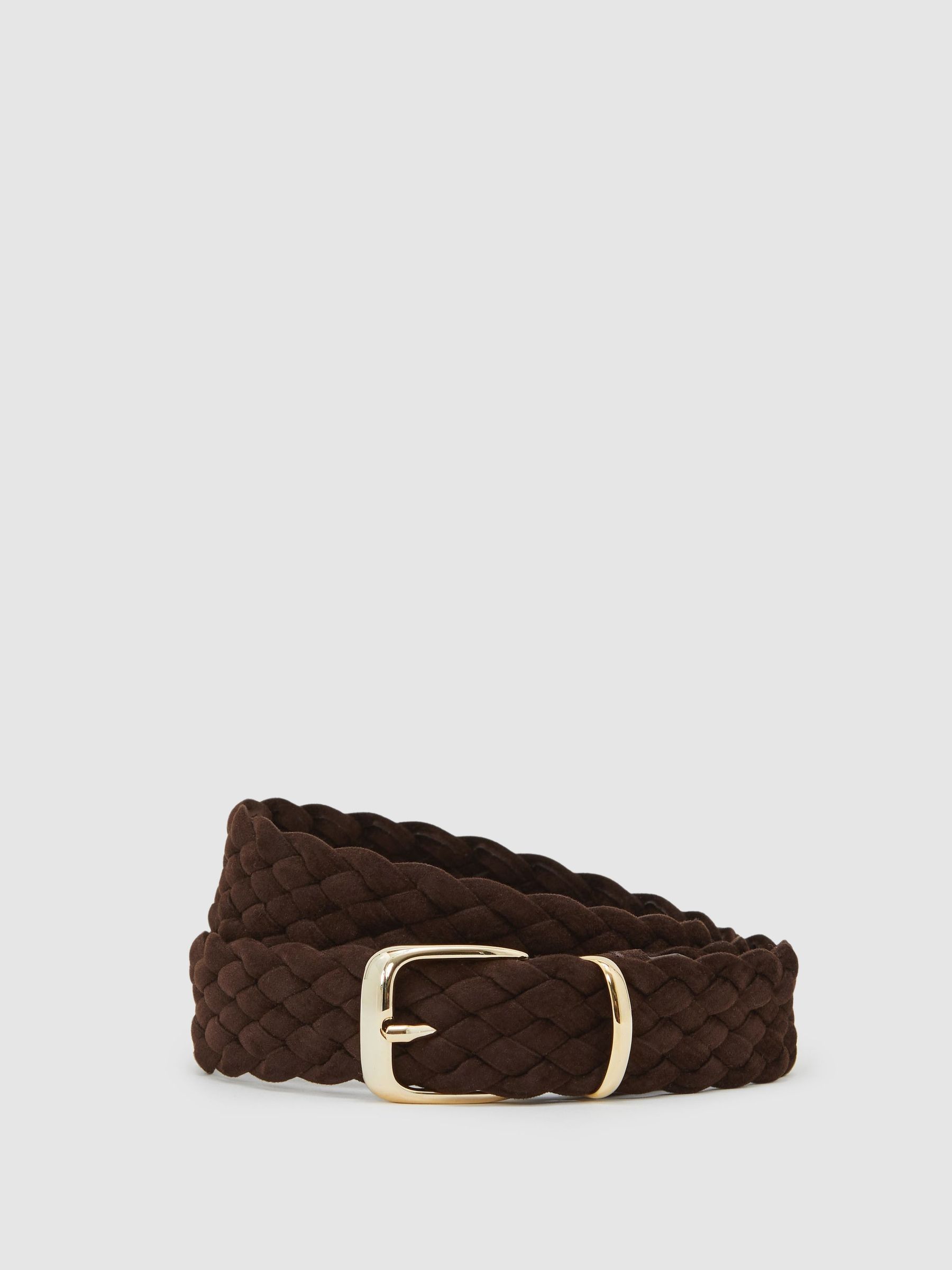 Suede Woven Belt in Dark Brown (W54927) | $155