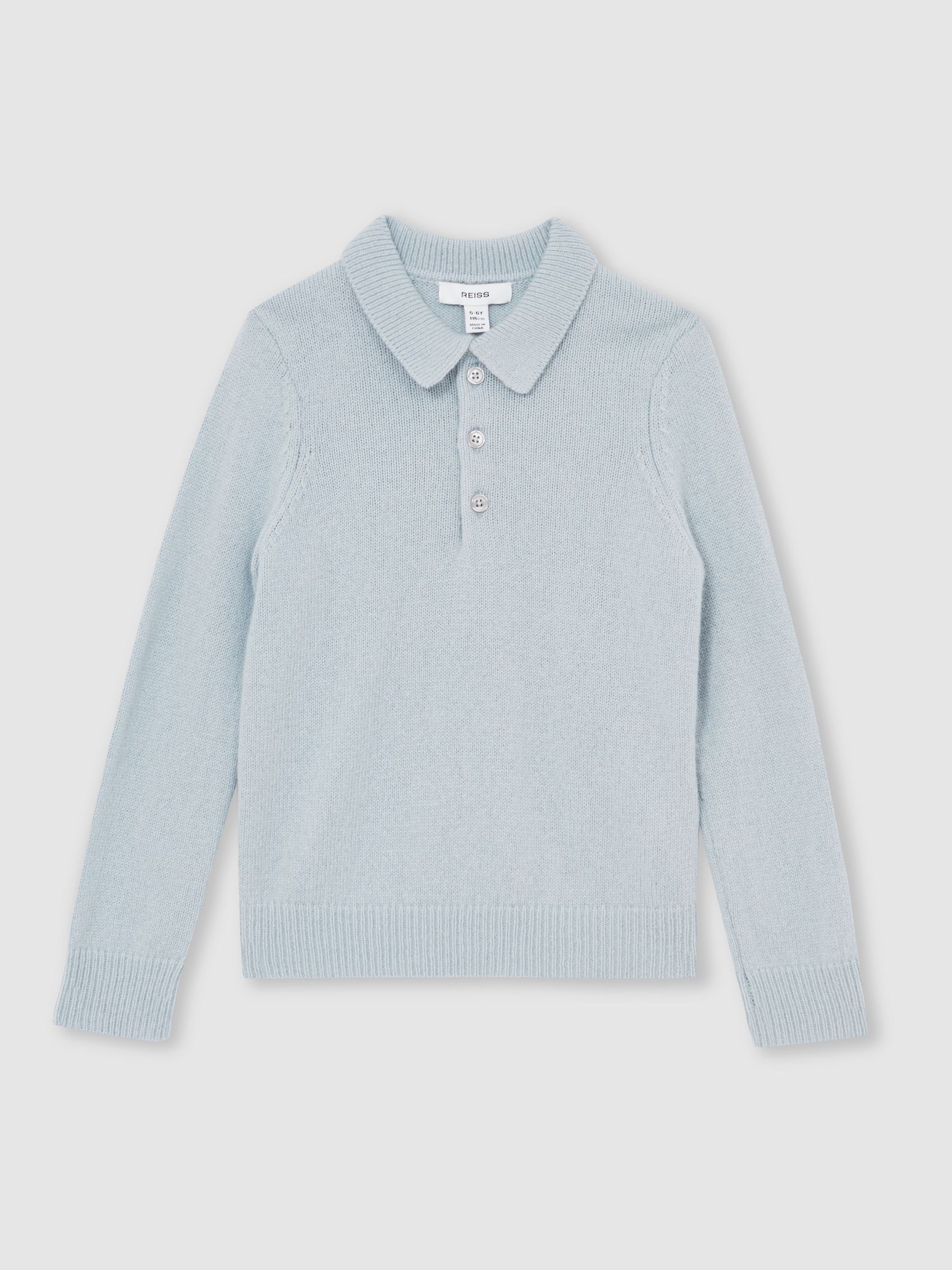 13-14 yrs Wool And Cashmere Polo Jumper in Blue Fog (W55361) | 275 QAR