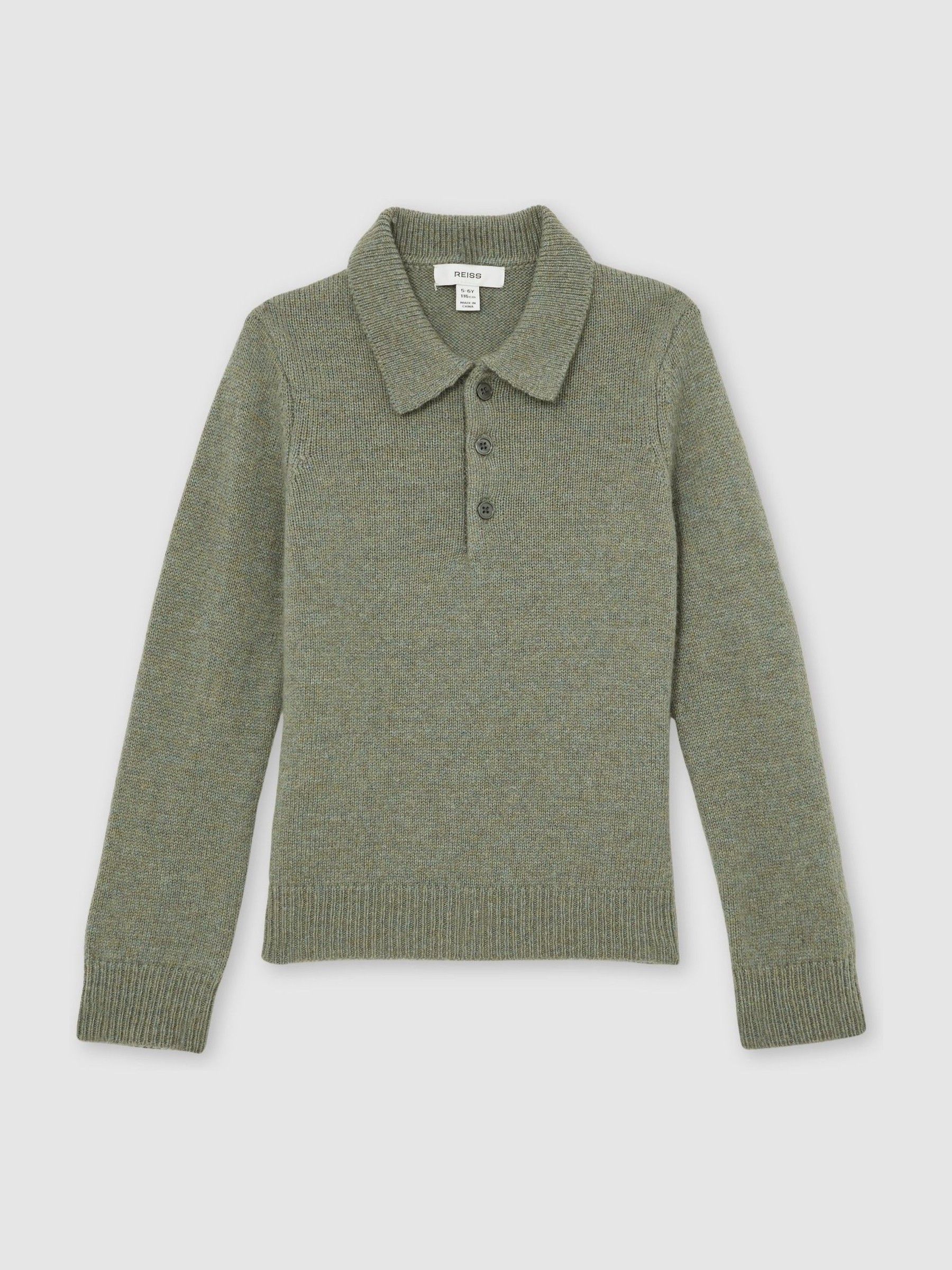 13-14 yrs Wool And Cashmere Polo Jumper in Sage Green (W55365) | $85