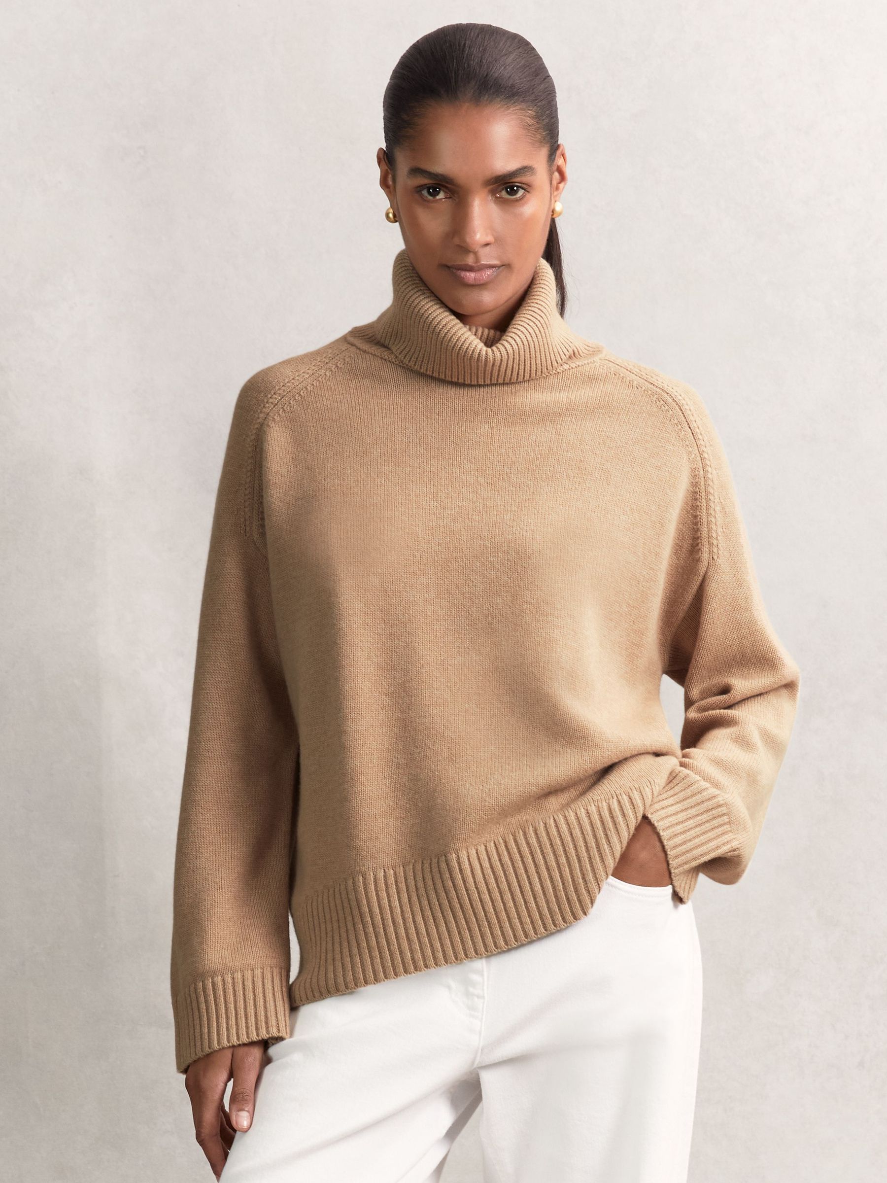 Wool-Cashmere Roll-Neck Jumper in Camel (W55370) | €185