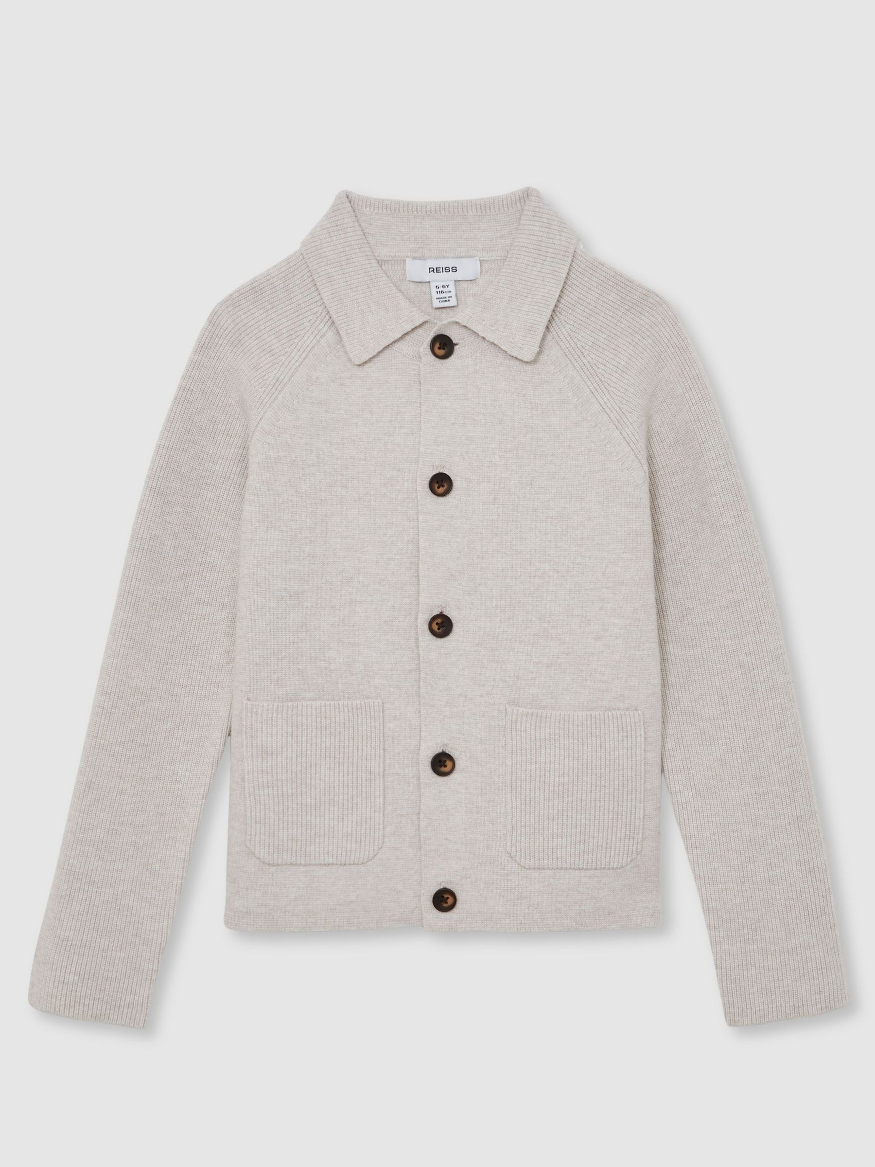 13-14 yrs Button-Through Knitted Cardigan in Oatmeal Melange (W55520) | €80