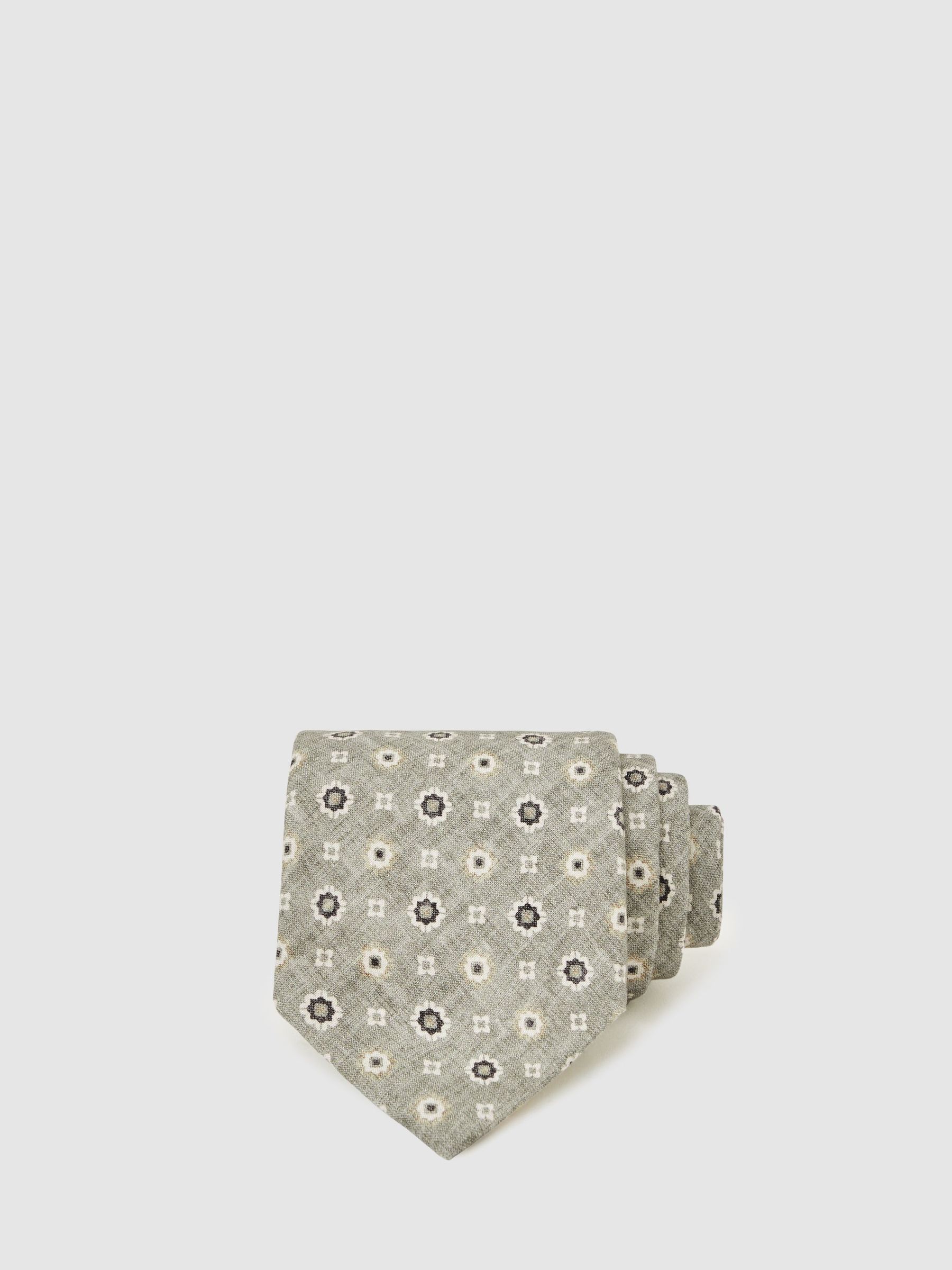 Silk Floral-Medallion Tie in Soft Sage (W55804) | AED380