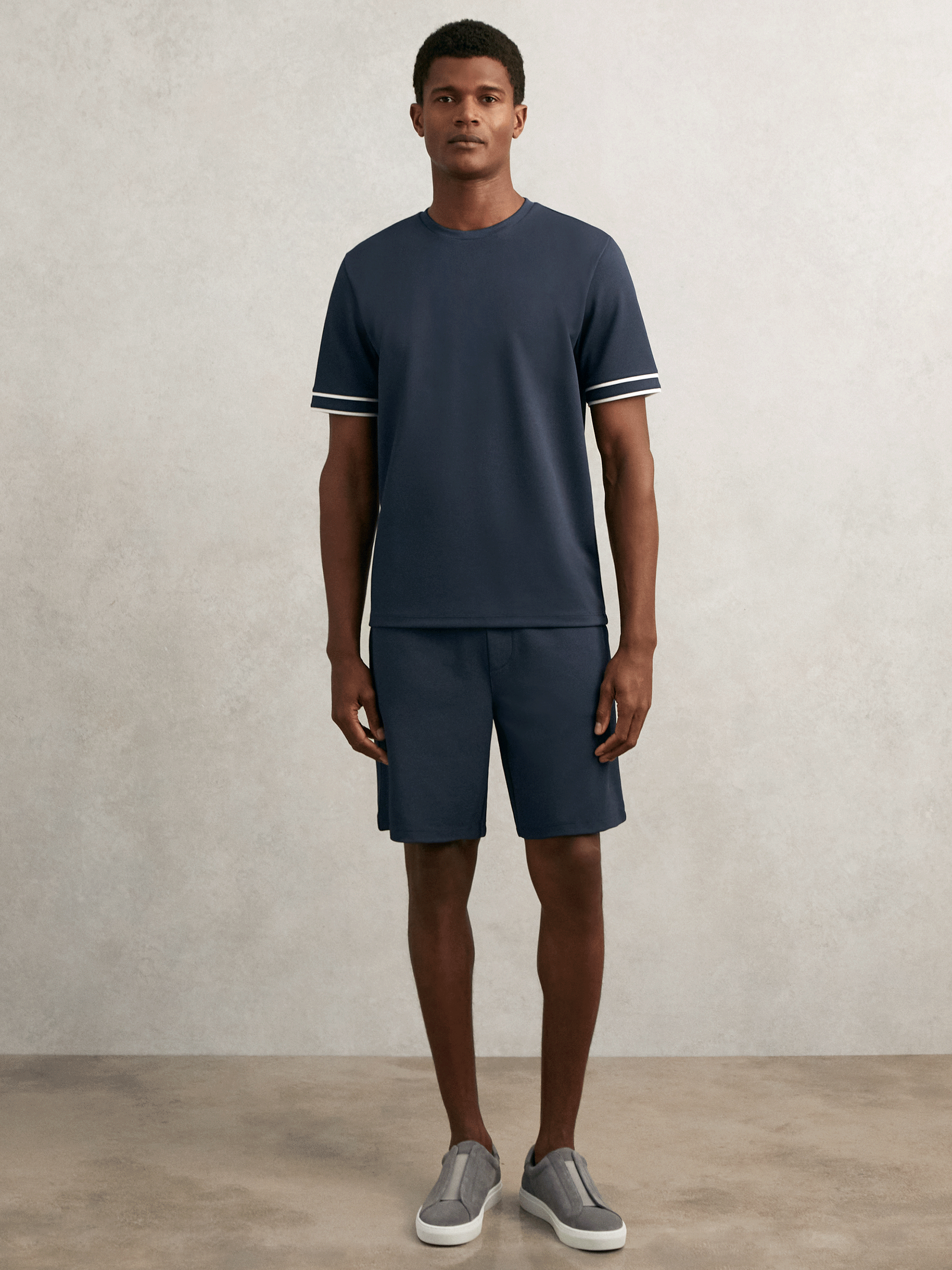 Textured Drawstring Shorts in Airforce Blue (W55811) | €70