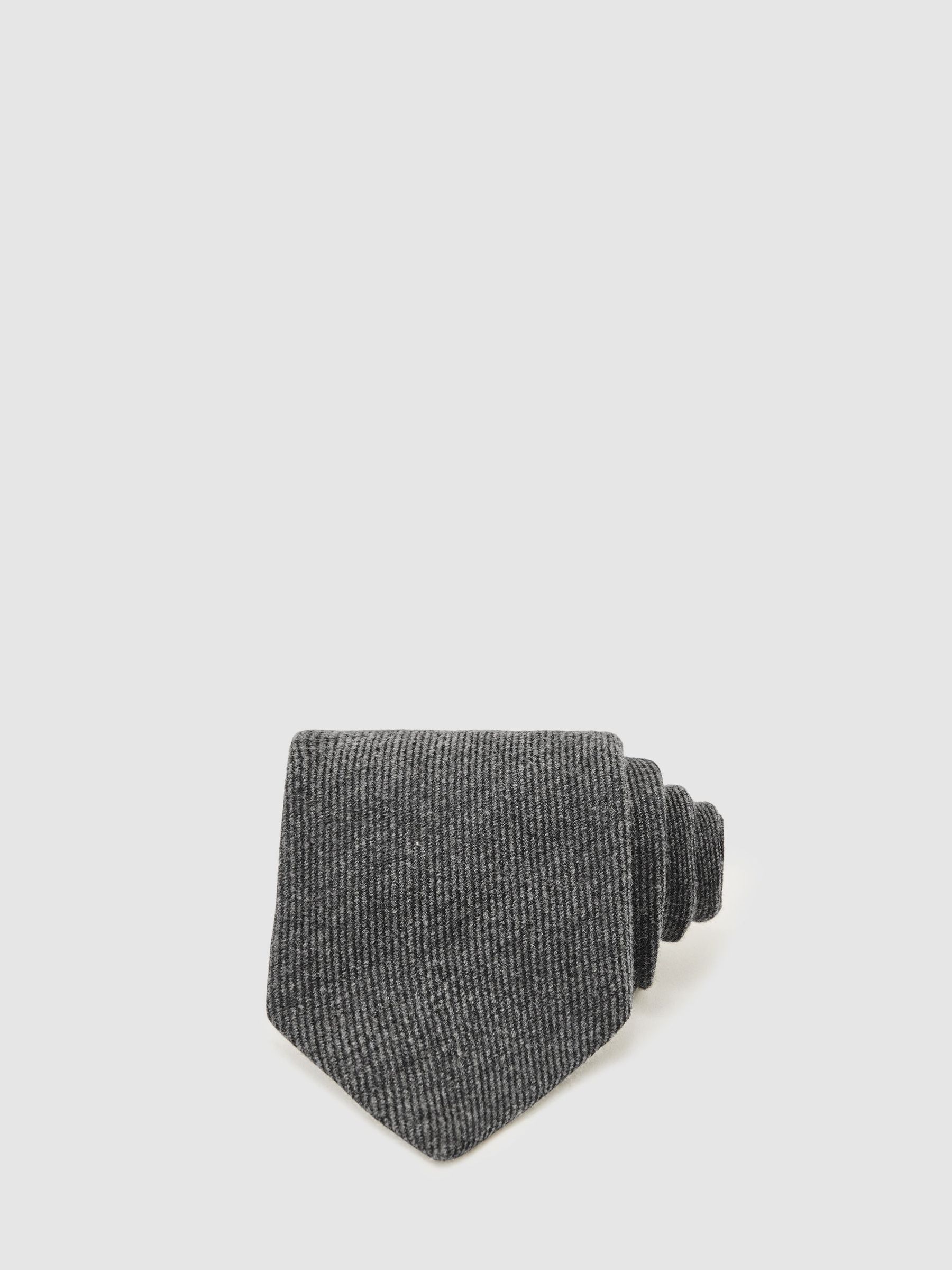 Wool-Silk Textured Tie in Charcoal (W55818) | $95