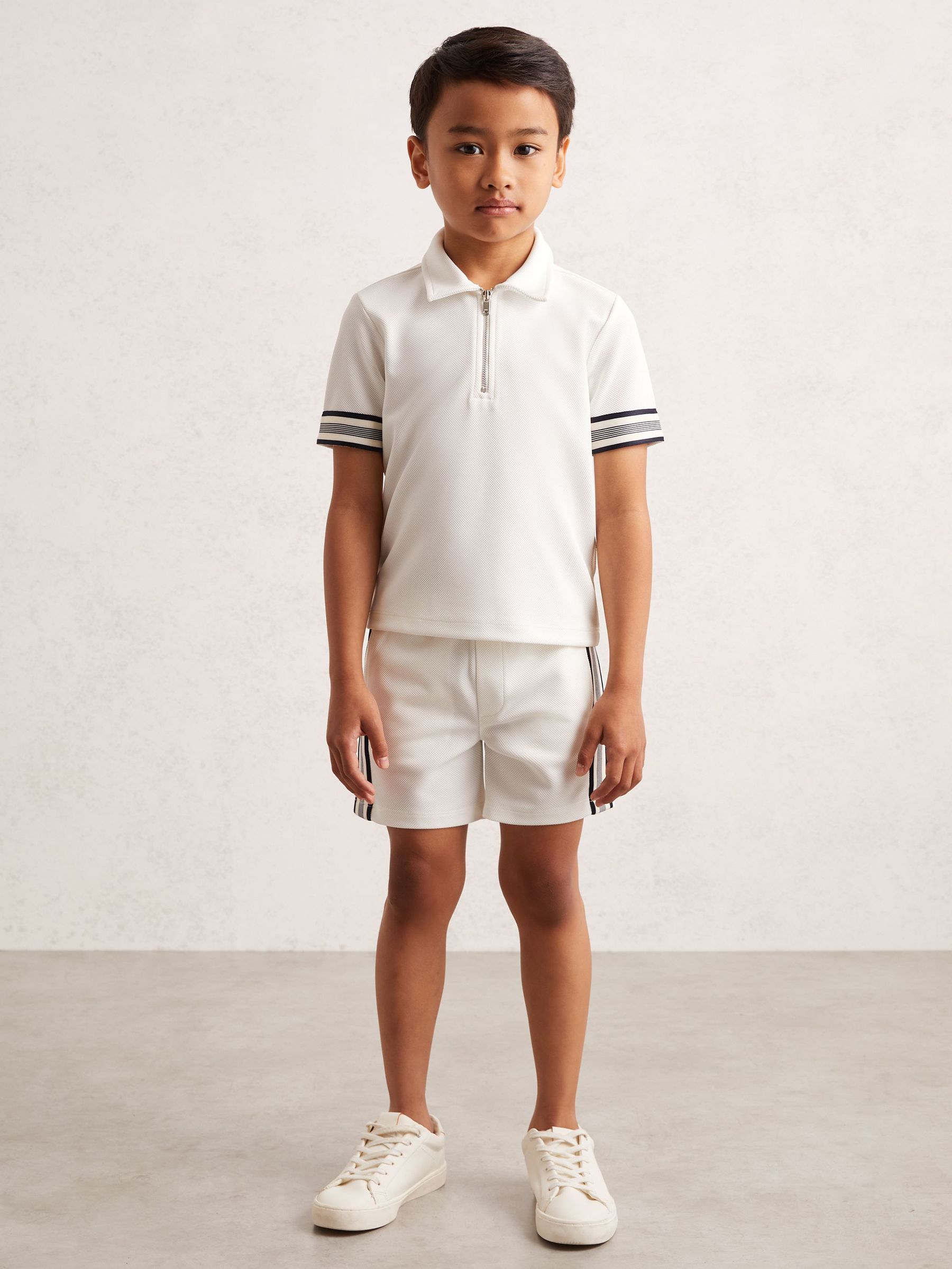 3-9 yrs Textured Half Zip Polo Shirt in White (W57162) | HK$430