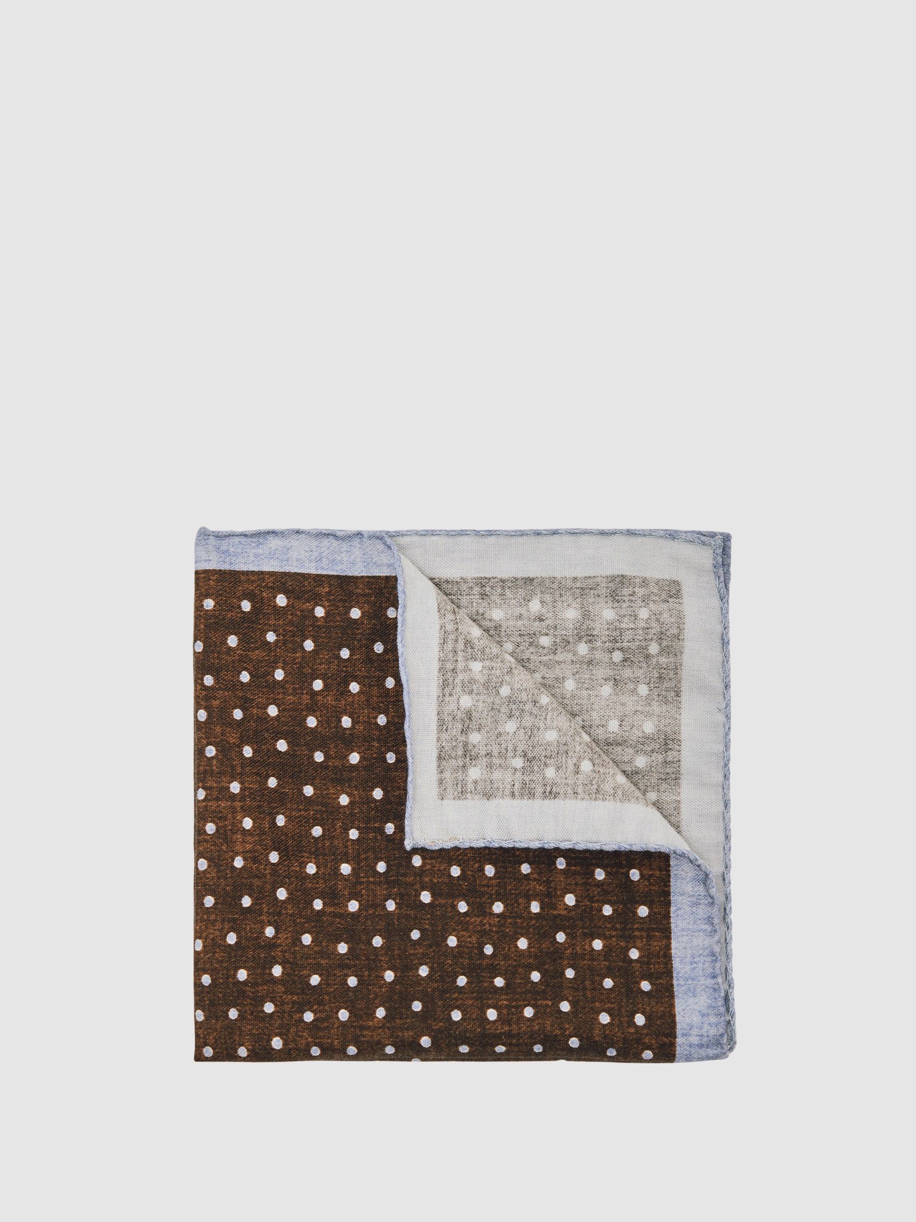 Wool-Cotton Polka-Dot Pocket Square in Chocolate Brown (W57763) | 210 QAR