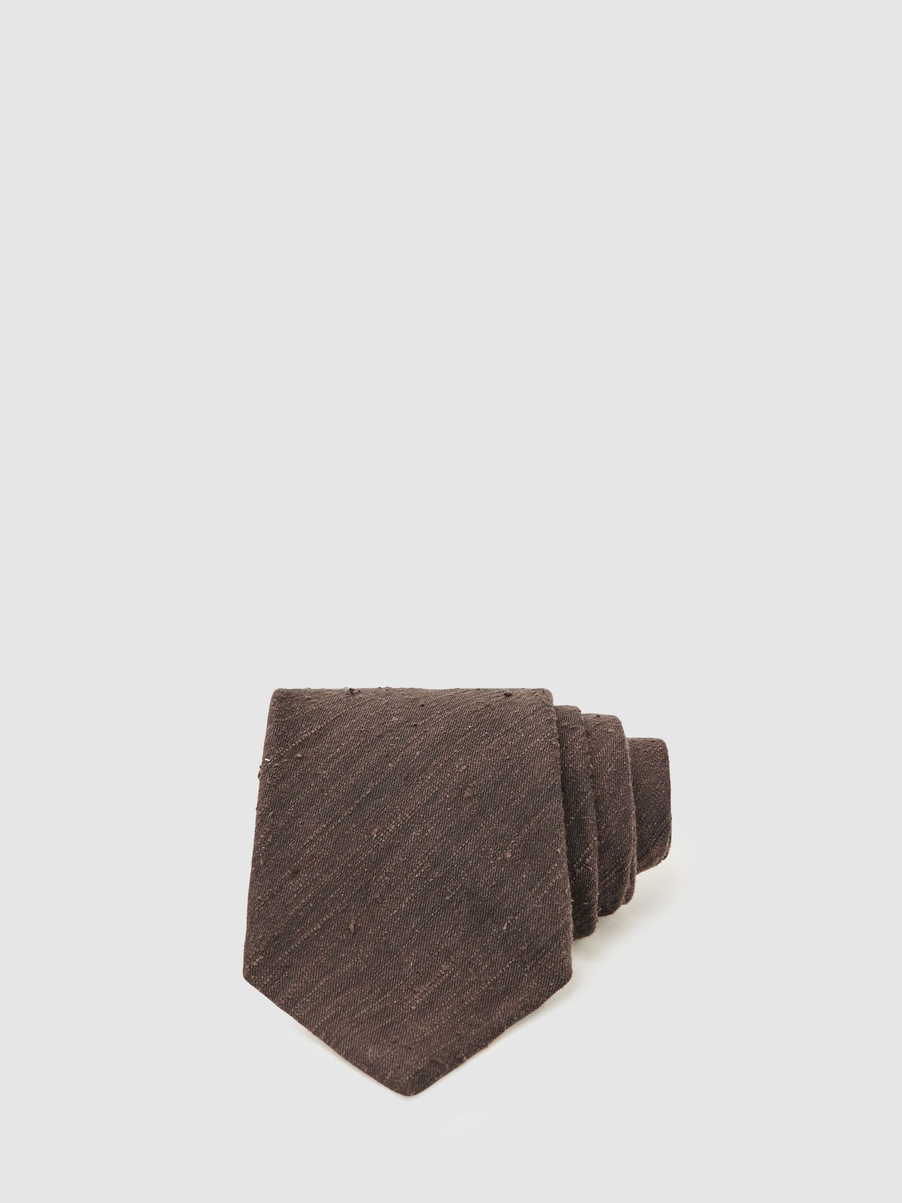 Silk Blend Textured Tie in Chocolate Brown (W57774) | 320 QAR