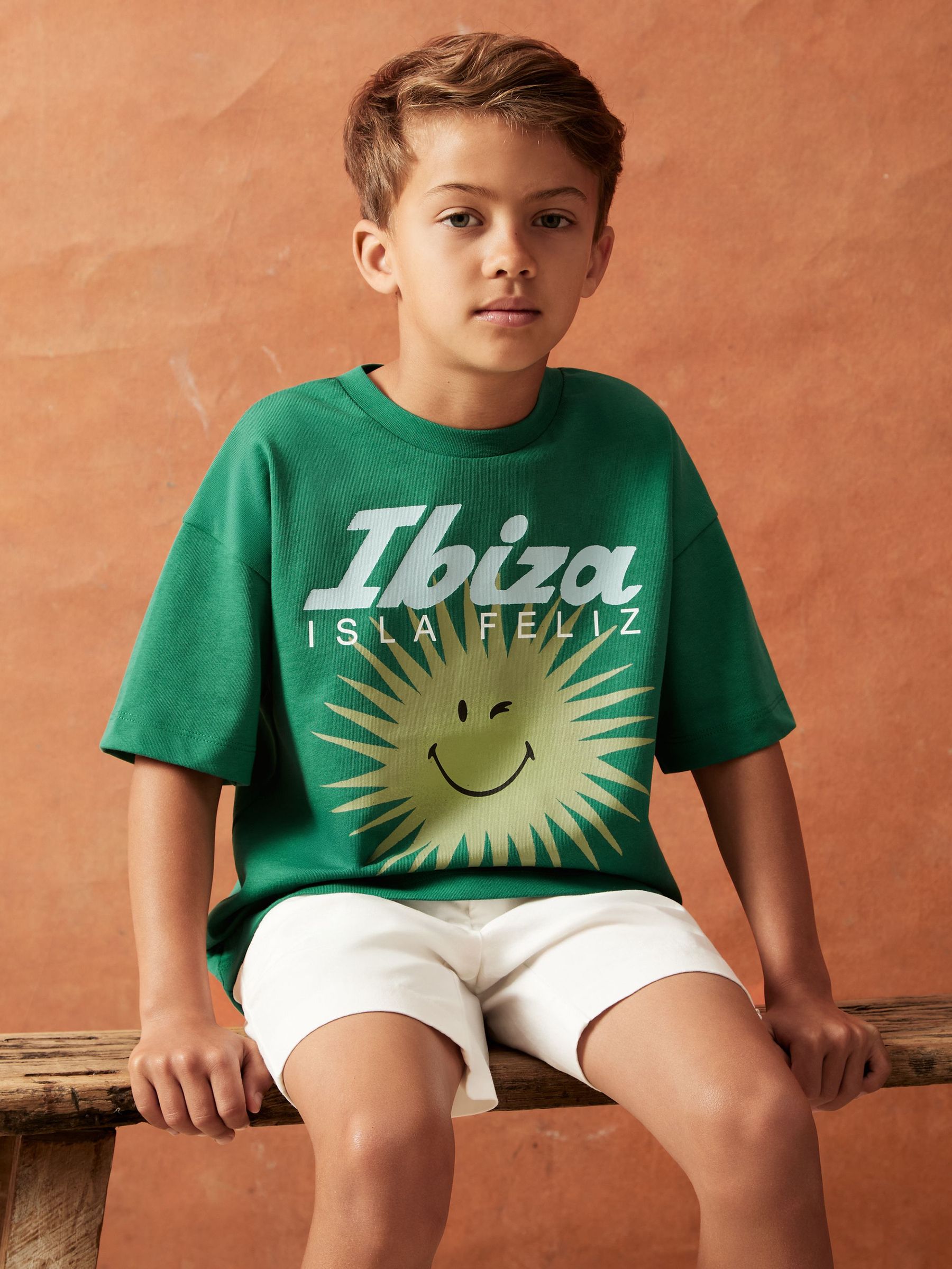9-13 yrs SmileyWorld | Reiss Sun Motif T-Shirt in Bright Green (W58375) | CHF 35