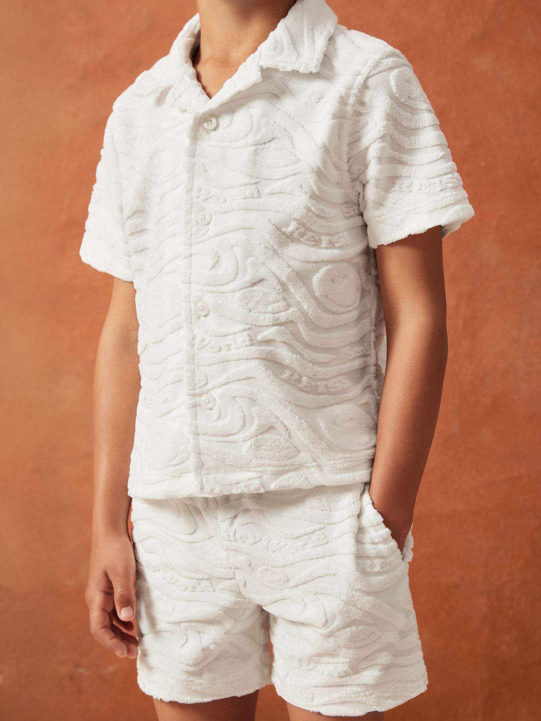 9-13 yrs SmileyWorld | Reiss Wave Texture Shirt in White (W58376) | CA$48