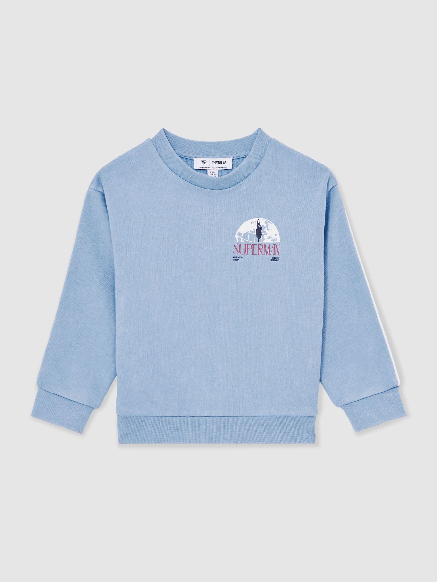 Reiss | Superman Logo Print Sweatshirt in Light Blue (W58382) | US$70