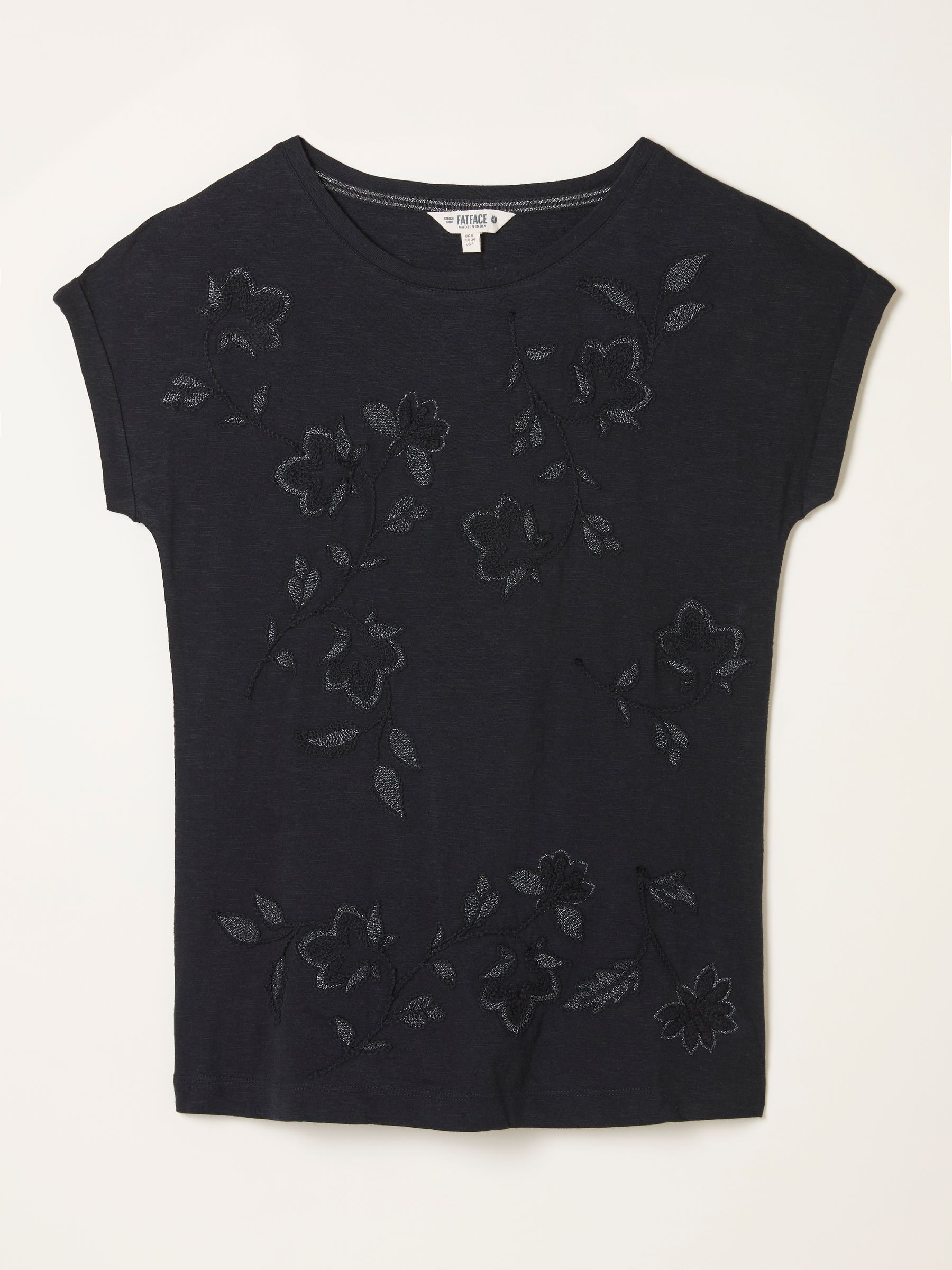 Ivy Black Embroidered T Shirt (W58554) | $55