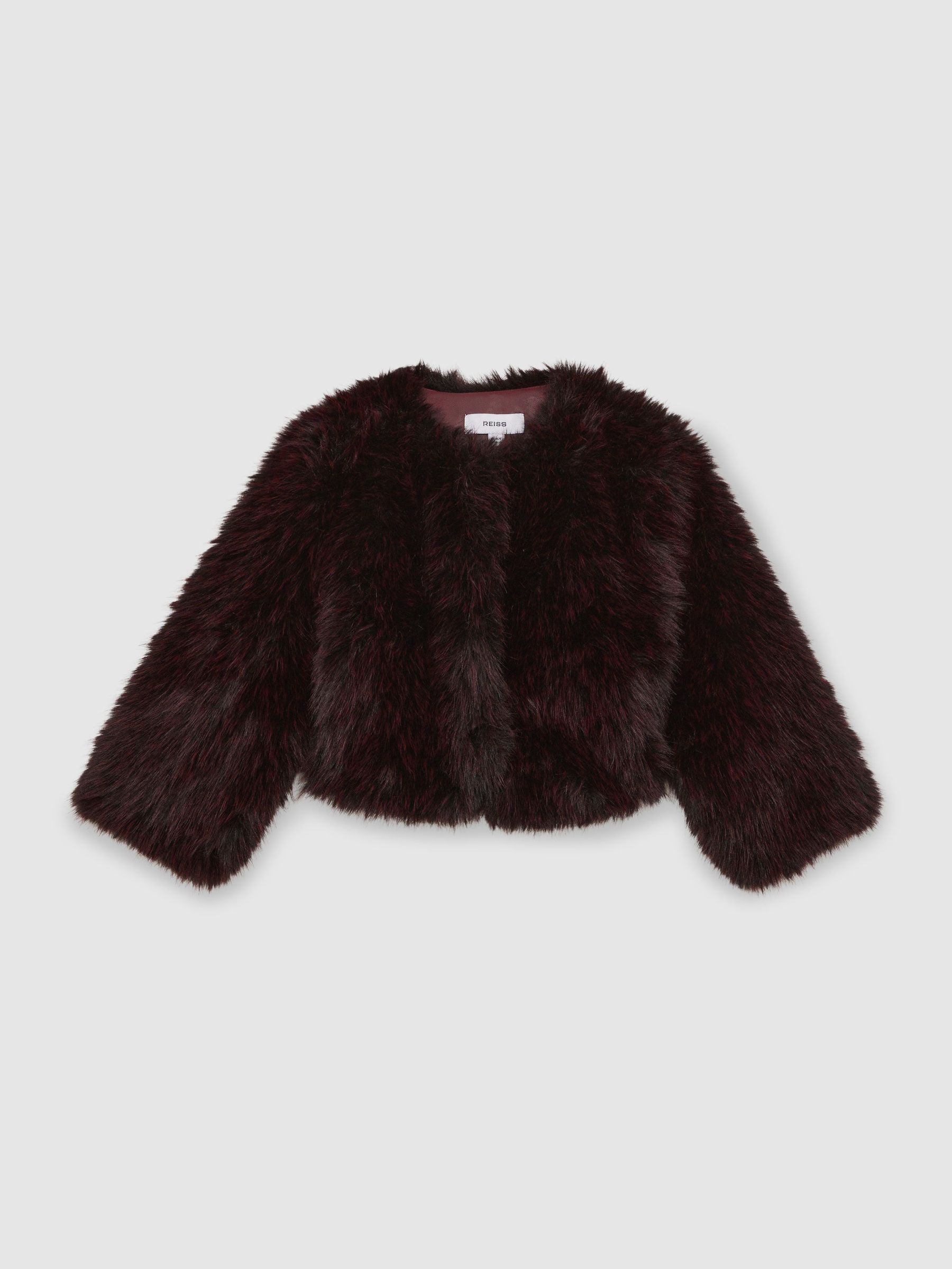 13-14 yrs Faux-Fur Coat in Burgundy (W58993) | $195