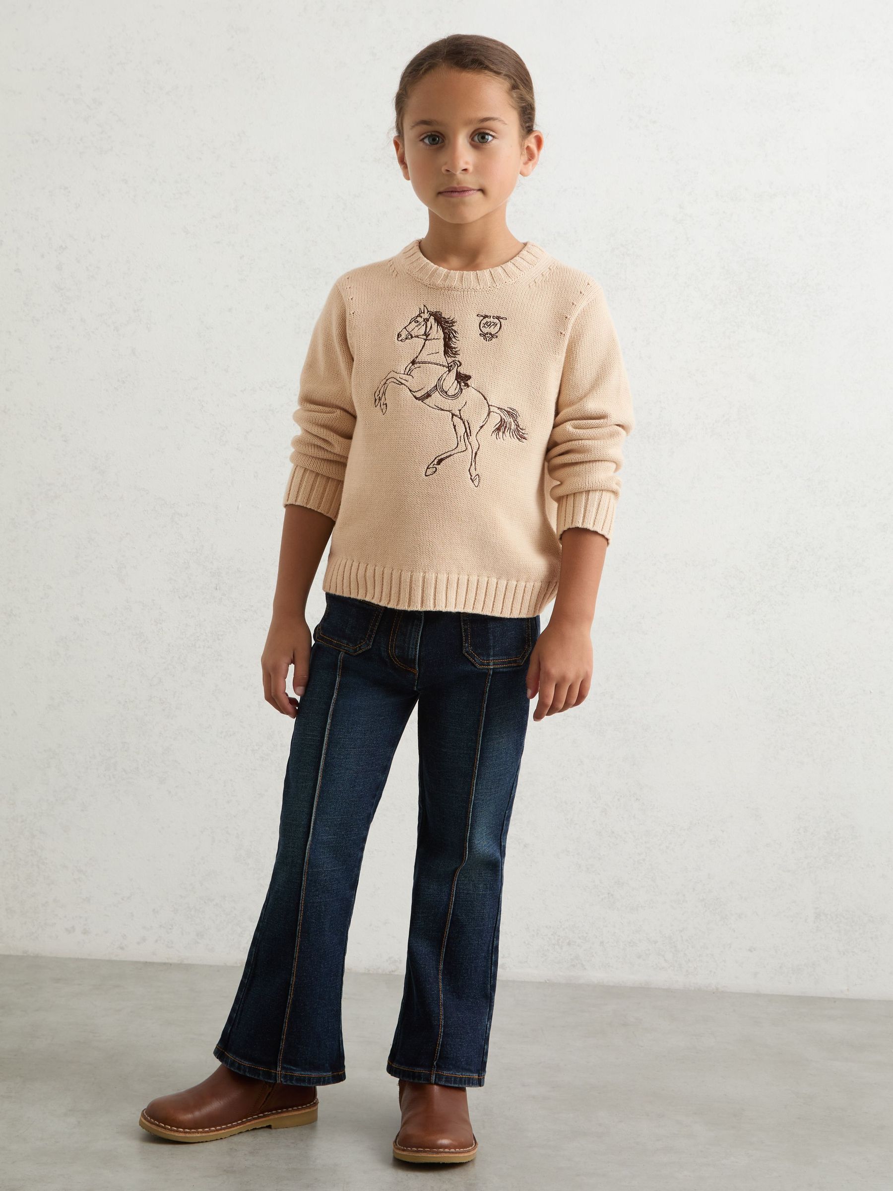9-13 yrs Cotton Pony Club Embroidered Jumper in Oatmeal (W59028) | $85