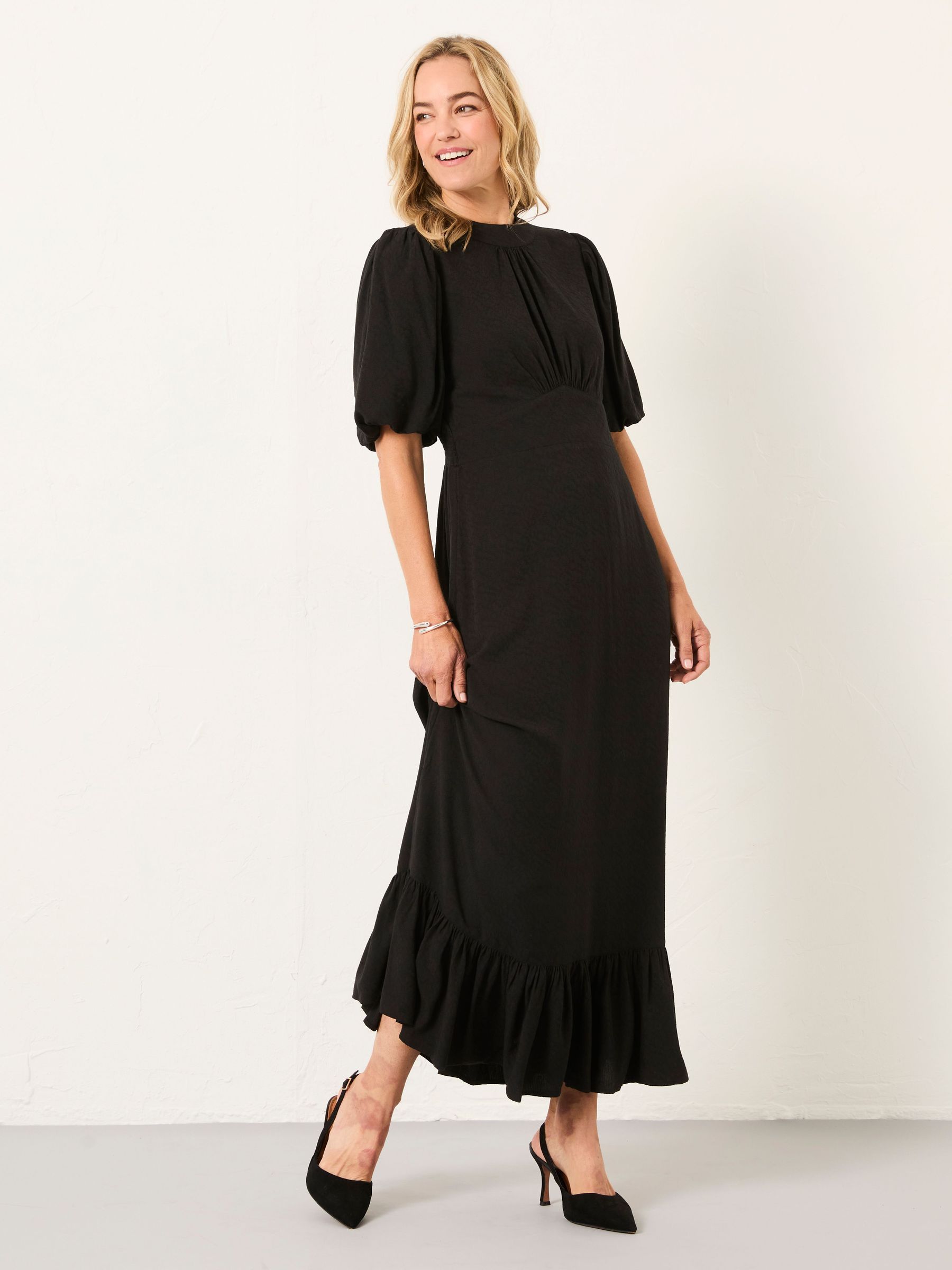 Mila Black Regular Midi Dress (W61232) | $124