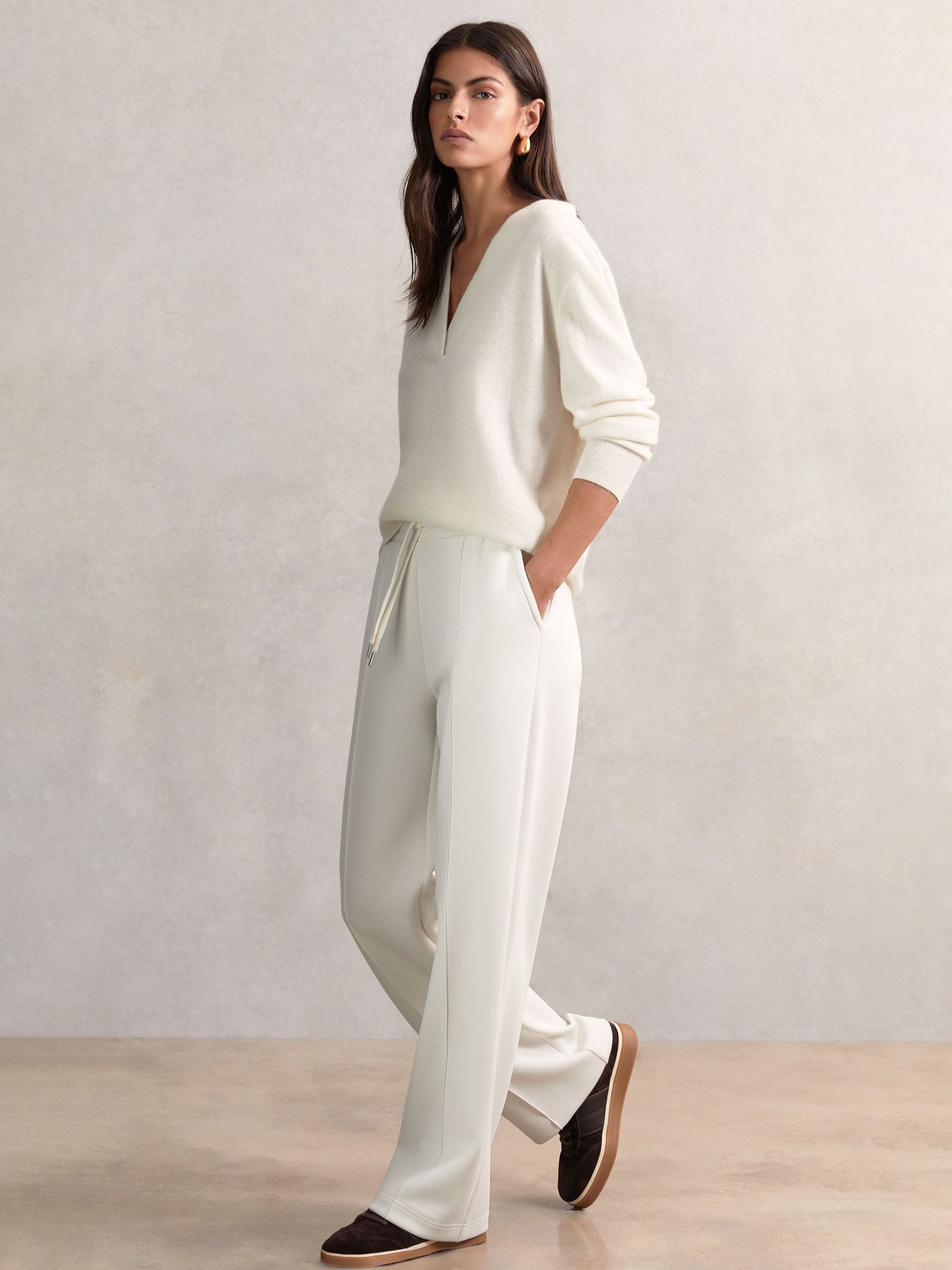 Modal-Blend Interlock Wide-Leg Joggers in Ivory (W61532) | SGD 245