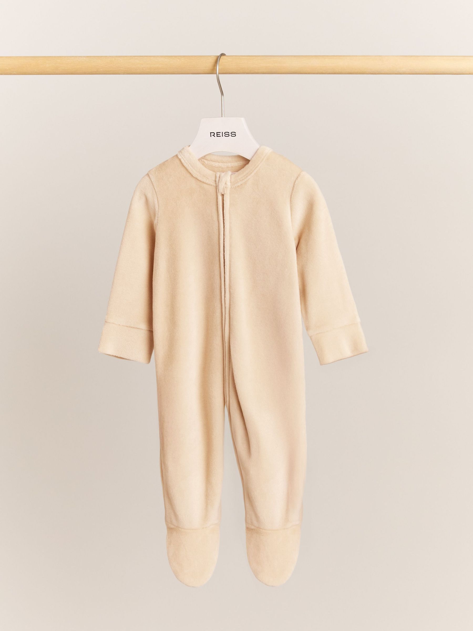 Cotton-Blend Velour Sleepsuit in Neutral (W61971) | €50